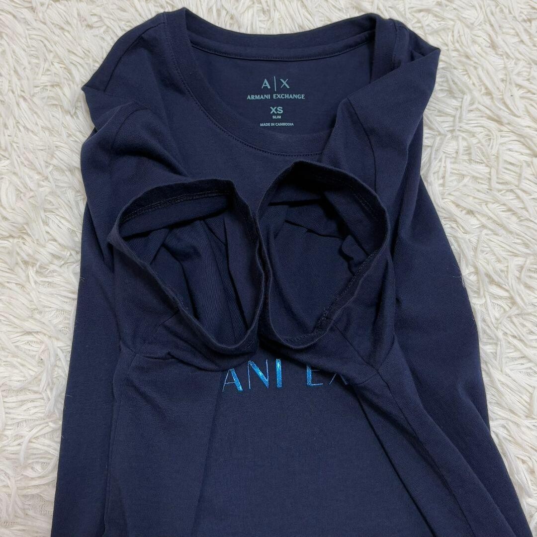 Armani Exchange AX Embossed Logo Navy T Shirt Unisex XS Cotton Crew Neck Auth