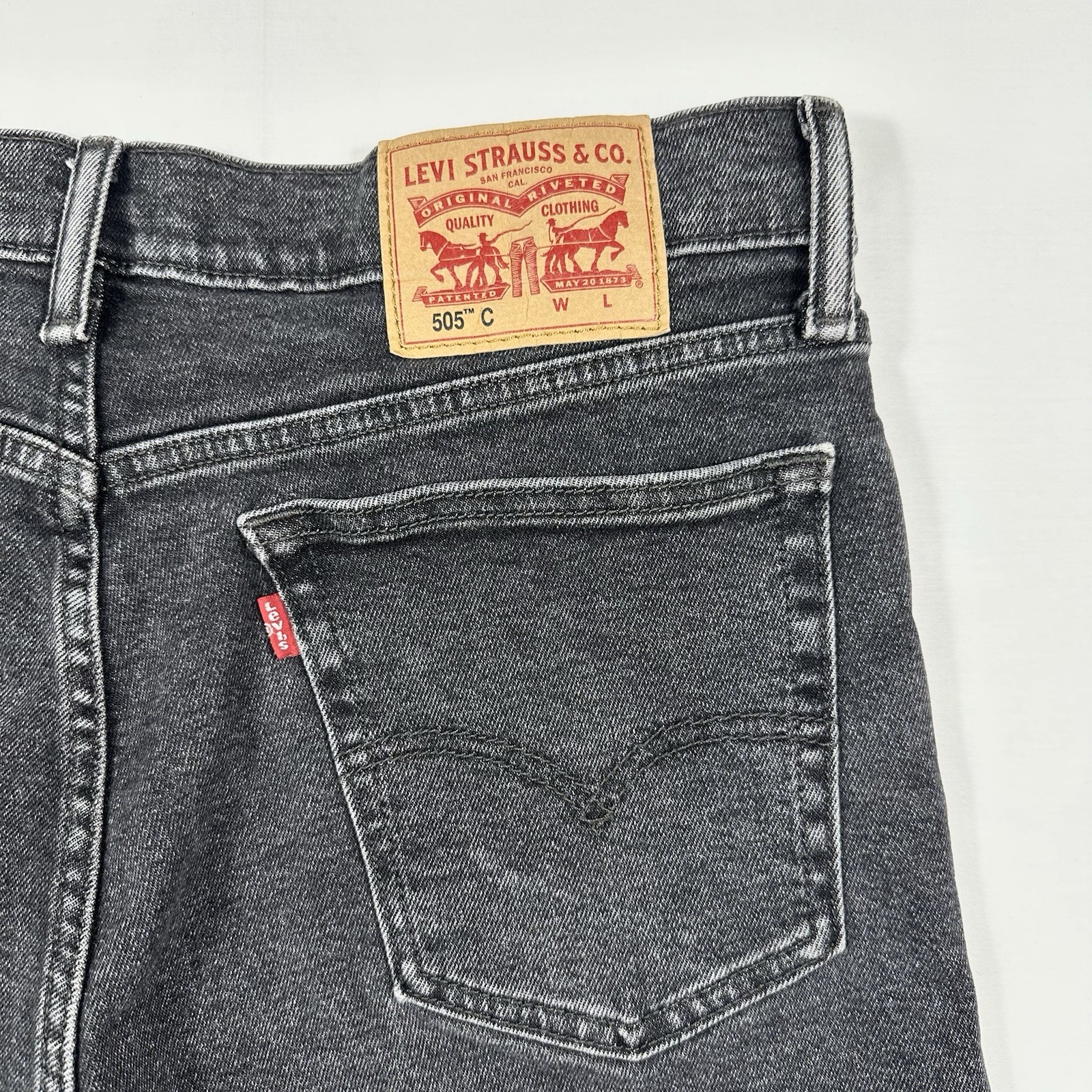 Levi’s 505c Grey Denim Slim Jeans “32×28” with custom length & distressing