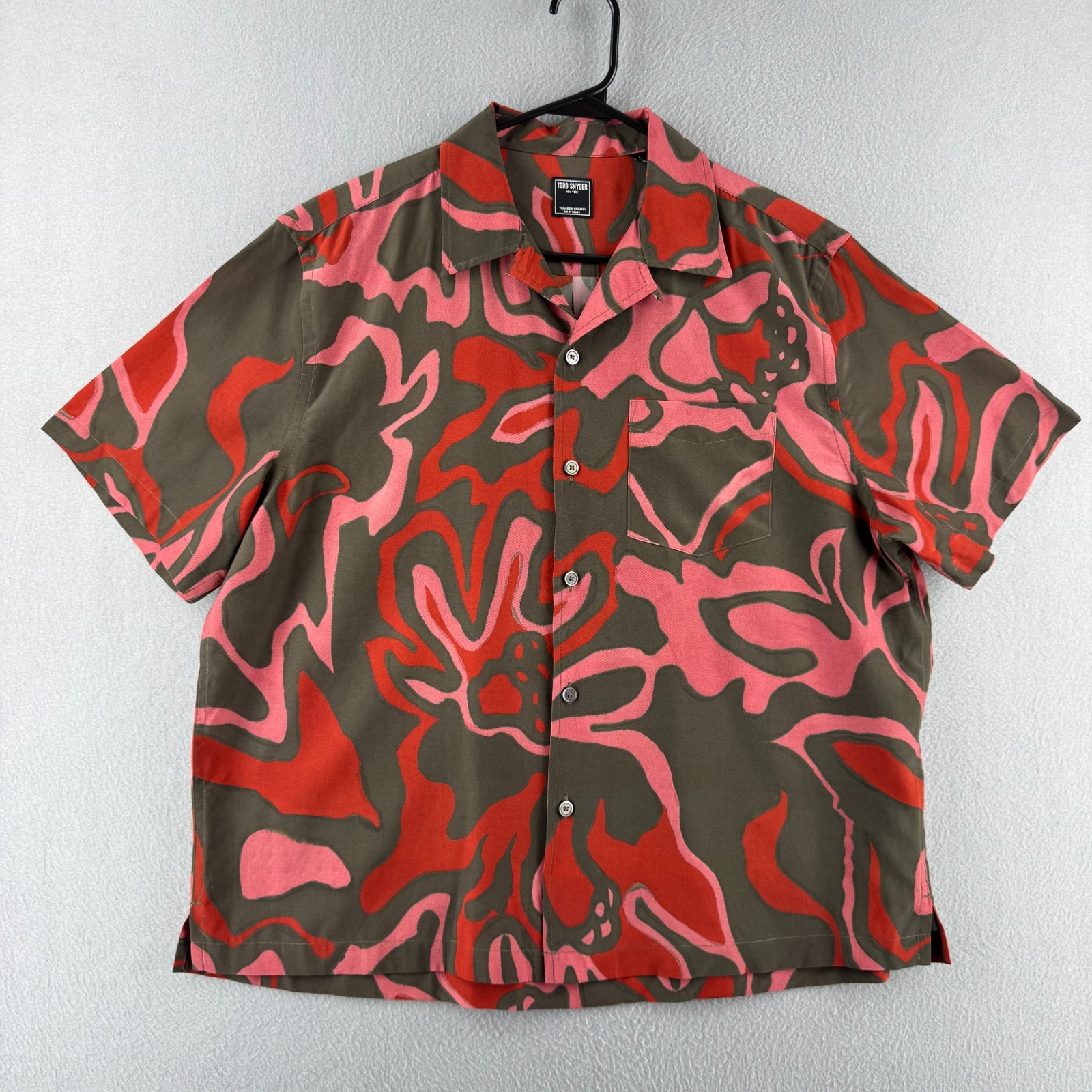 Todd Snyder Shirt Mens Large Silk blend Loop Collar Camp Vacation Summer Button