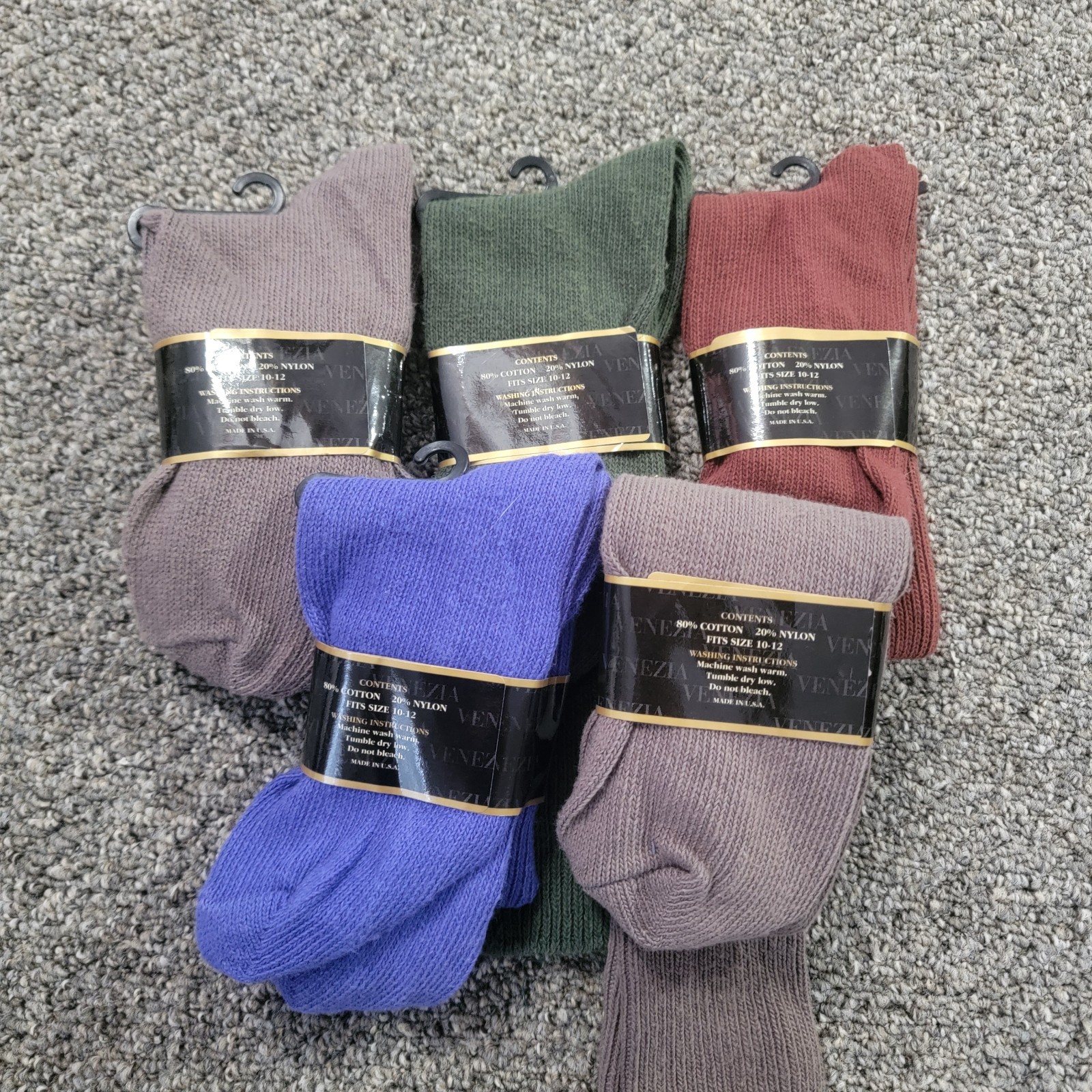 Vtg Venezia Vitale Turn Cuff Slouch Socks Sz 10-12 Cotton Nylon USA – Lot Of 5