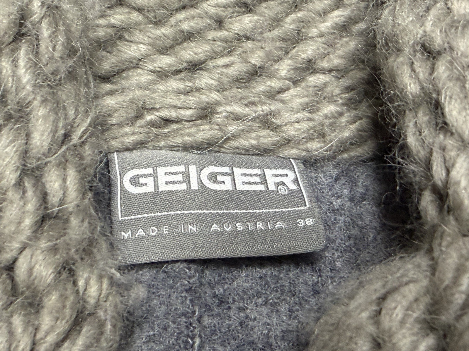 Geiger Austria 38 Boiled Wool Car Coat Gray Jacket Pockets Zip Up Toggle Button