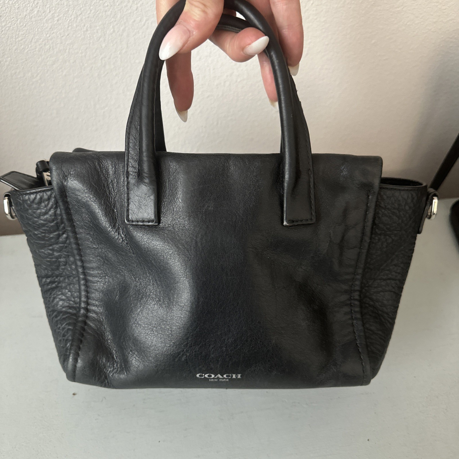 Coach Bleecker Mini Riley Carryall Handbag Womens Black Leather