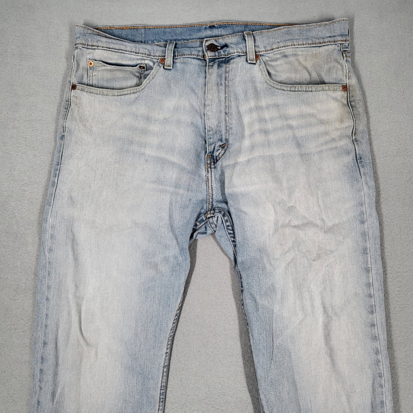 Levi’s 505 Regular Fit Jeans Men’s 36×29 Light Wash Denim Distressed Casual