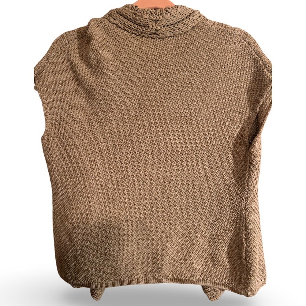 Vintage Classiques Entier Sleeveless Open Front Cardigan Sweater Tan Knit