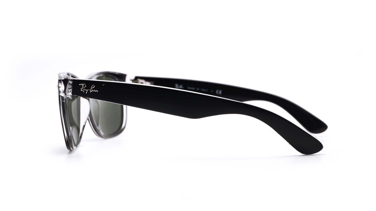 Ray-Ban New Wayfarer Black/Transparent 55mm Green G-15 Sunglasses RB2132 6052 55