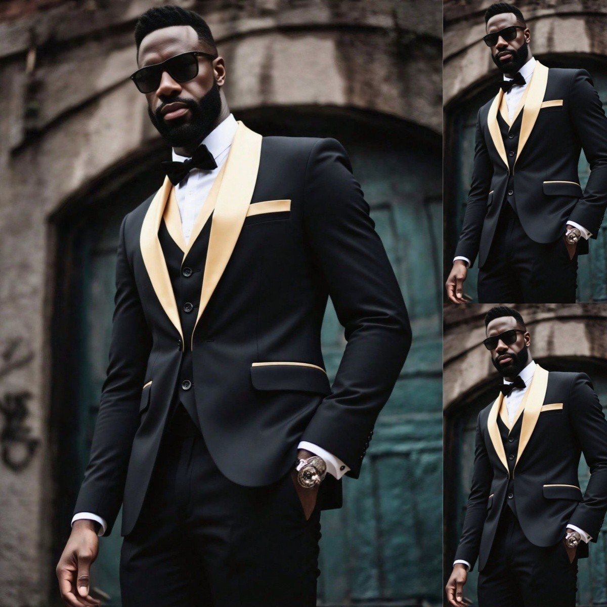 Black Men’s Suits Shawl Lapel Coat Prom Party Dinner Jacket Formal Business Wear
