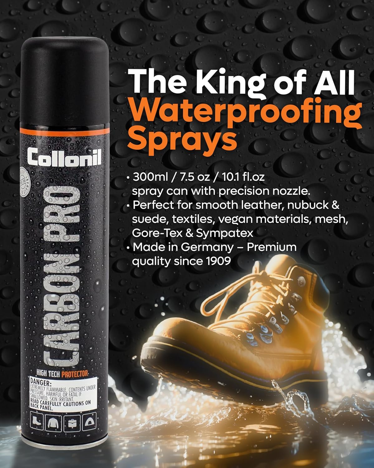 Carbon Pro L – Universal Shoe Protector Spray 10.1 Fl Oz – Waterproof & Stain-Re
