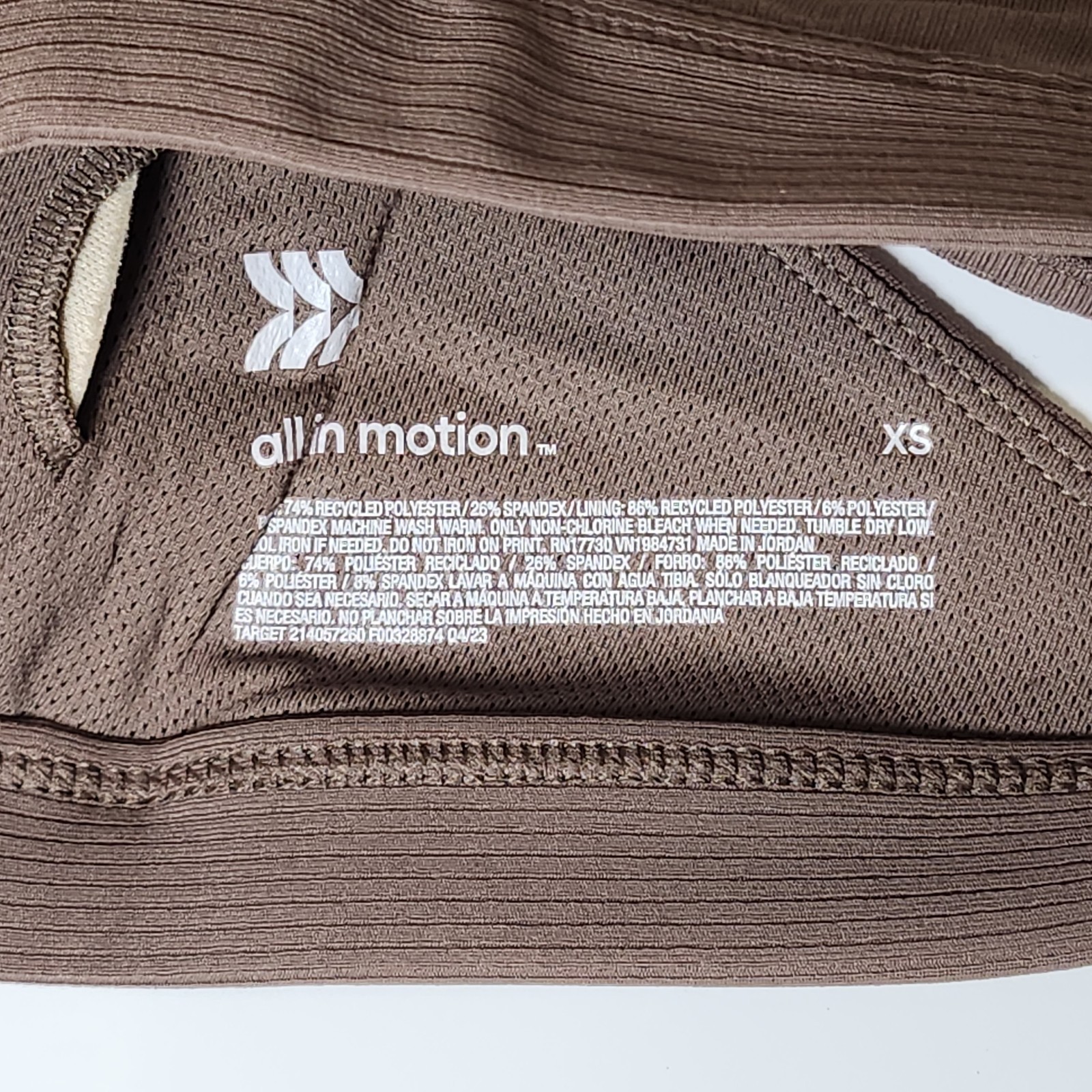 All in Motion light Support Bra Brown Girls Size XS
