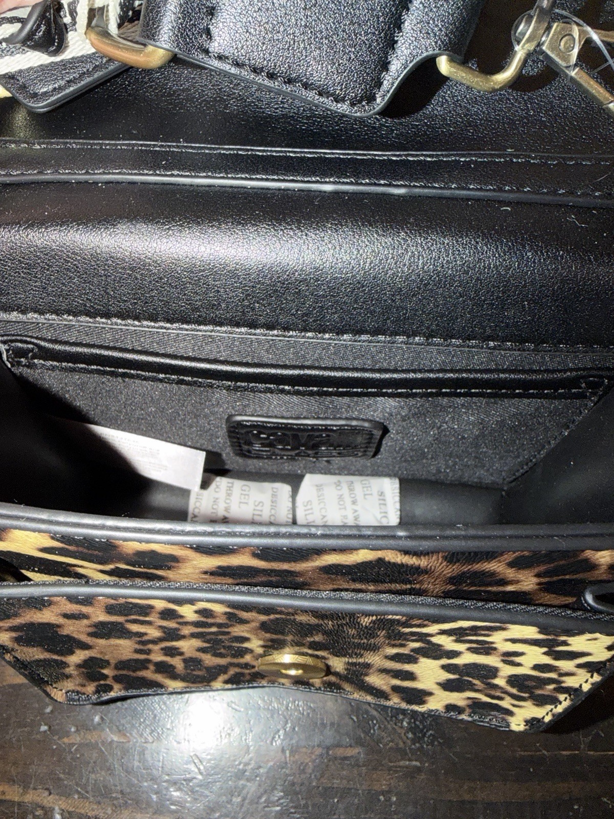 Cavalli Class Como Mini Bag Top Handle Leopard w/Black Crossbody Buckle NEW $98