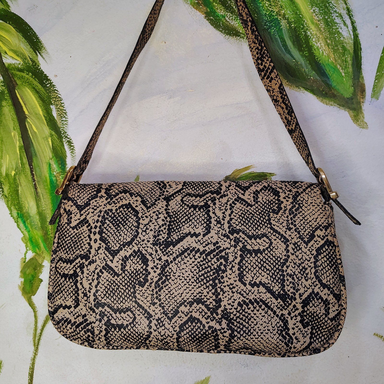 OHH! ASHLEY Leather Snakeskin Print Unique Design Handbag Purse-made in USA