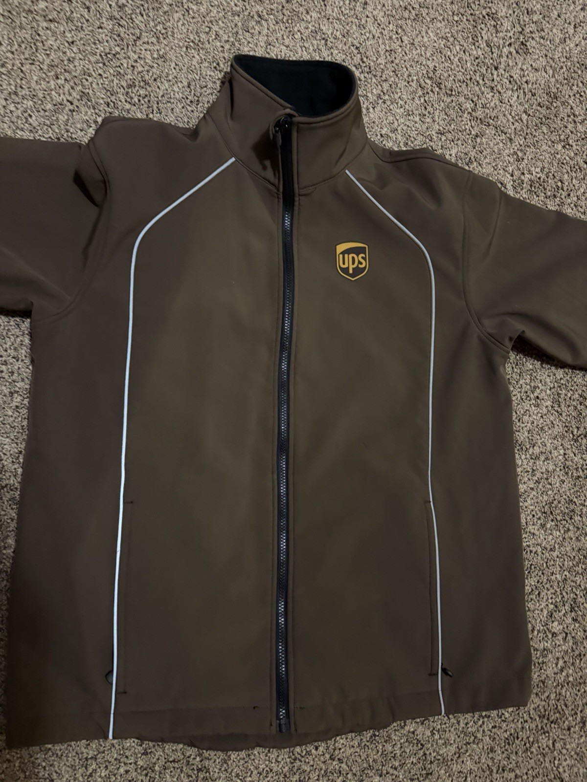 WearGaurd UPS Jacket Mens Brown Full Zip Softshell Fleece Lined Uniform Large