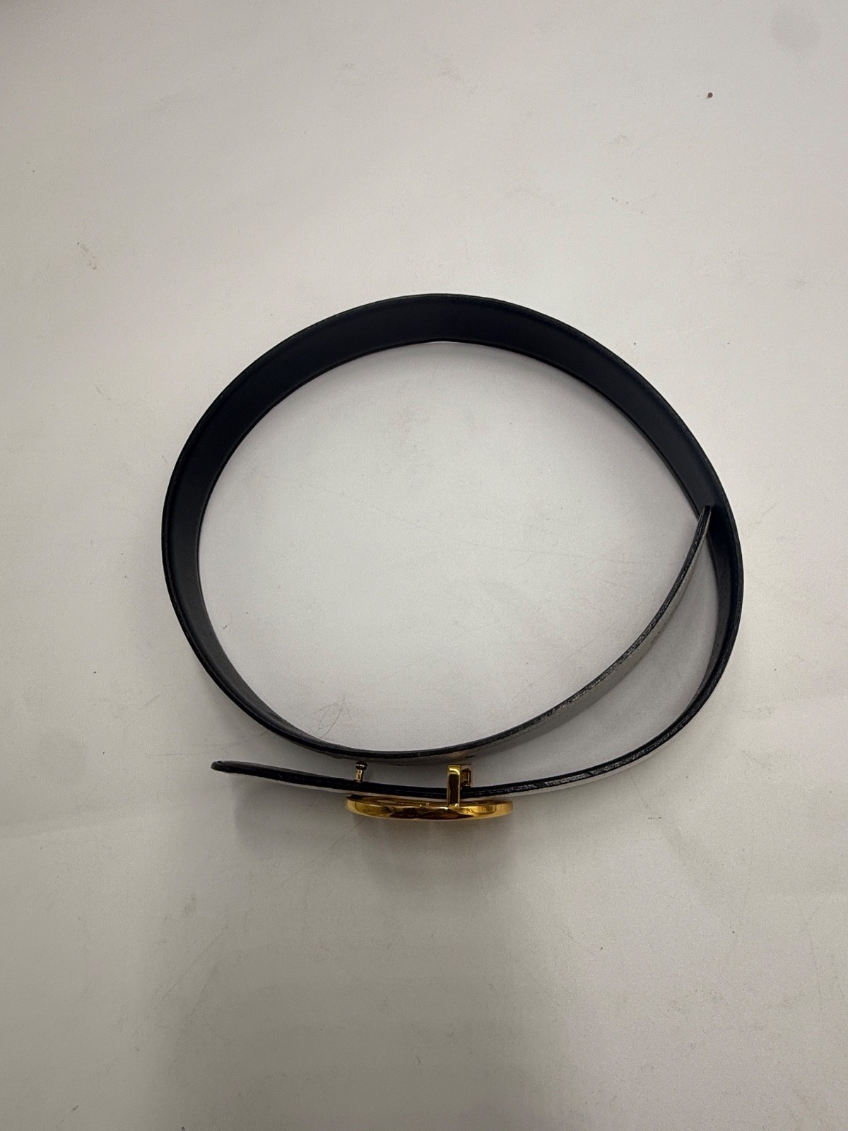 Vintage Gucci Leather Black/white Belt with Interlocking G Buckle 65 cm-26 in