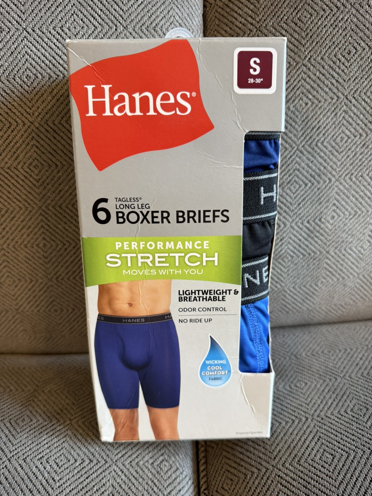 Hanes Men’s Boxer Briefs 6 pack Performance Stretch Long Leg-S Tagless