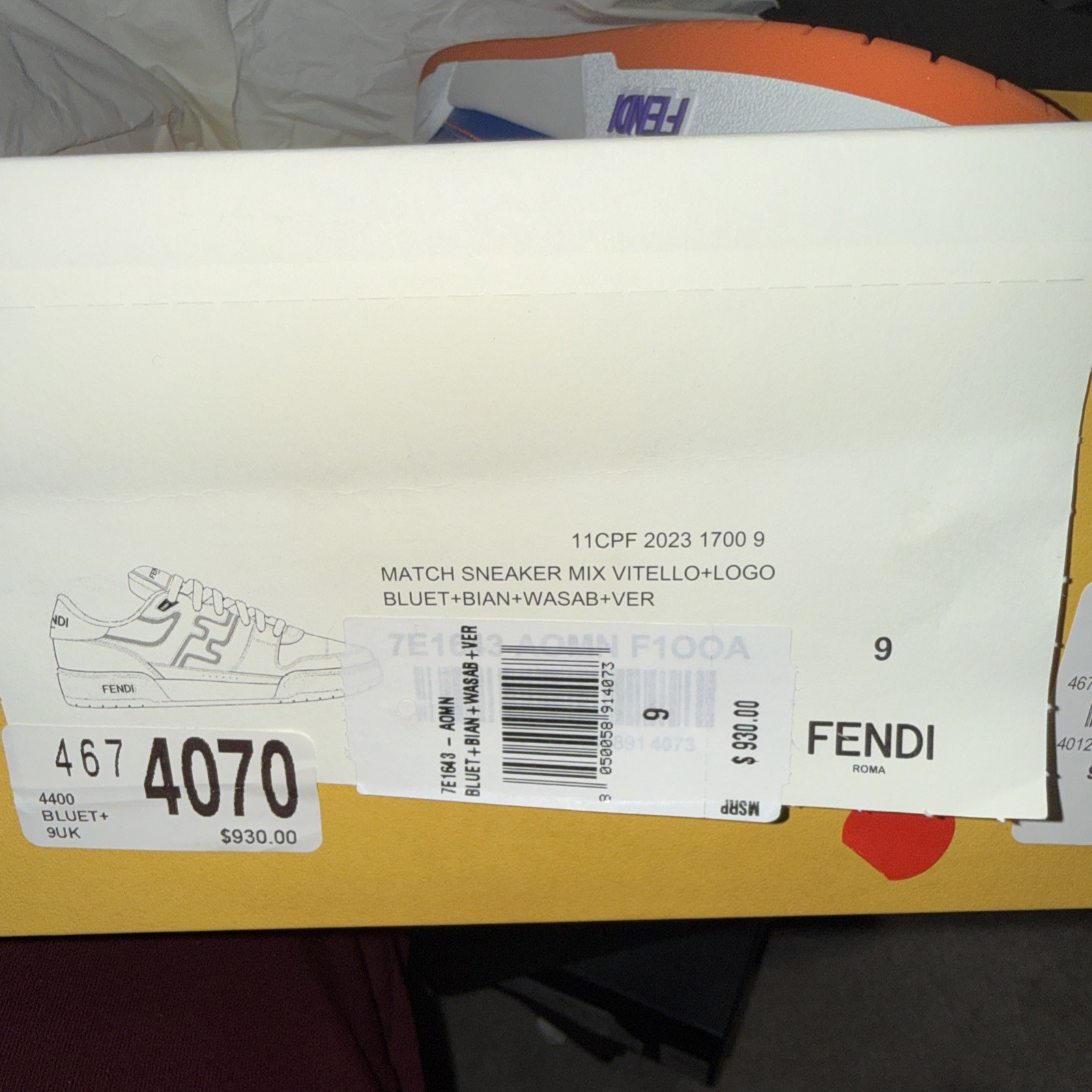FENDI Match FF Men’s Leather Logo Fashion Ace Sneakers UK 9 – US 10