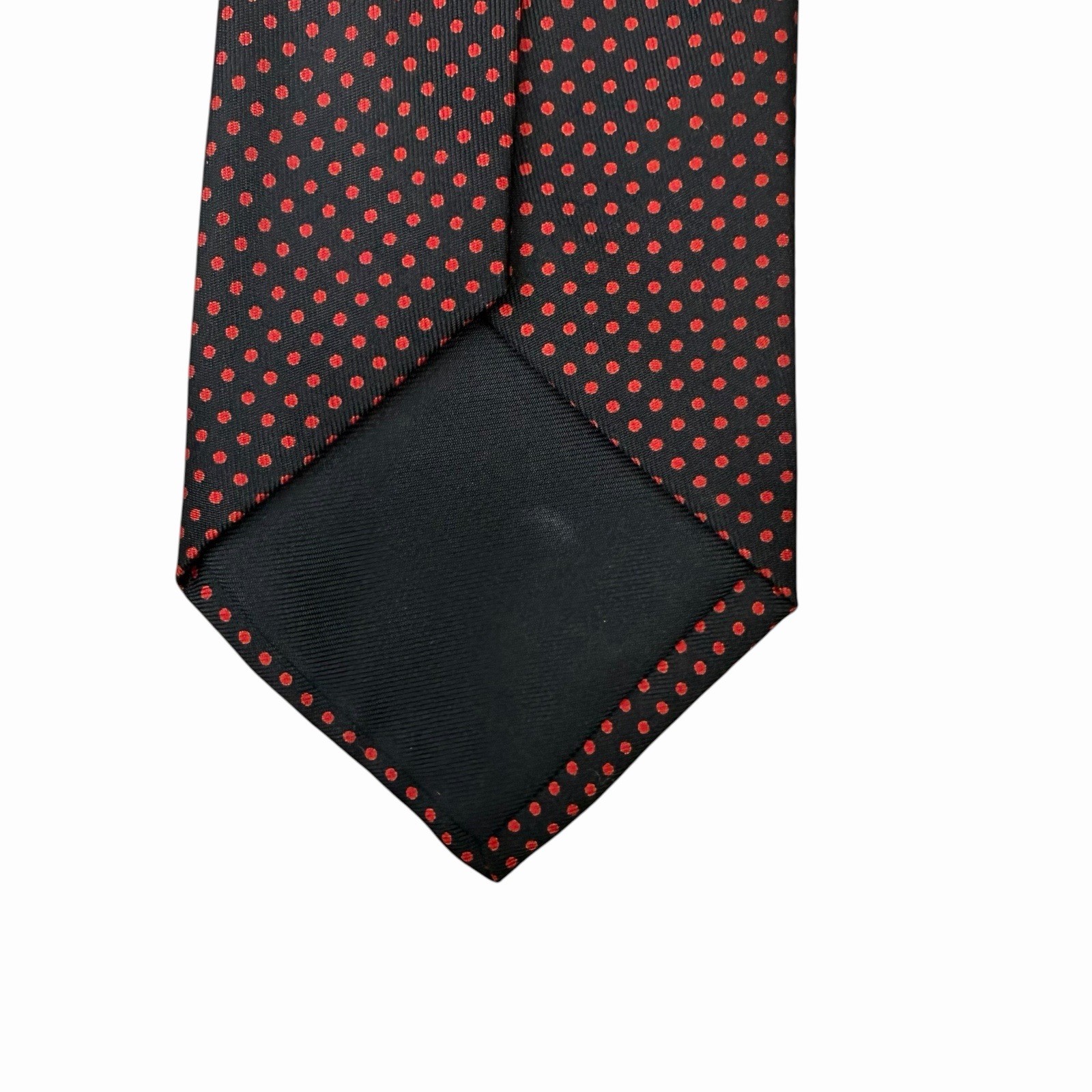 Hermes Men’s Tie Polka Dot Black/Red Satin Silk 7014 TA 3 1/8″ (W) x 56″ (L) euc