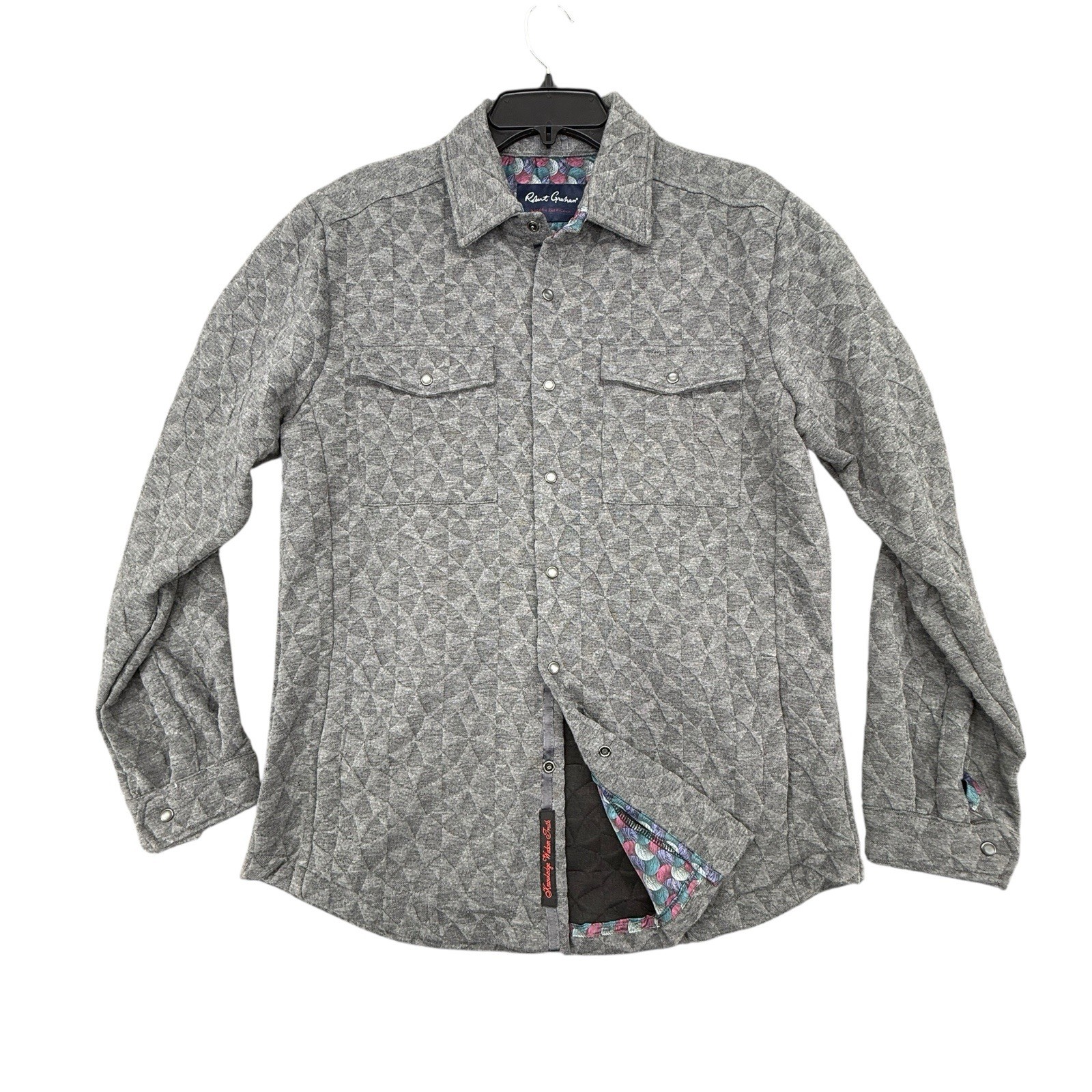 New Robert Graham Mens Modern Americana Pearl Snap Quilted Long Sleeve Shirt S