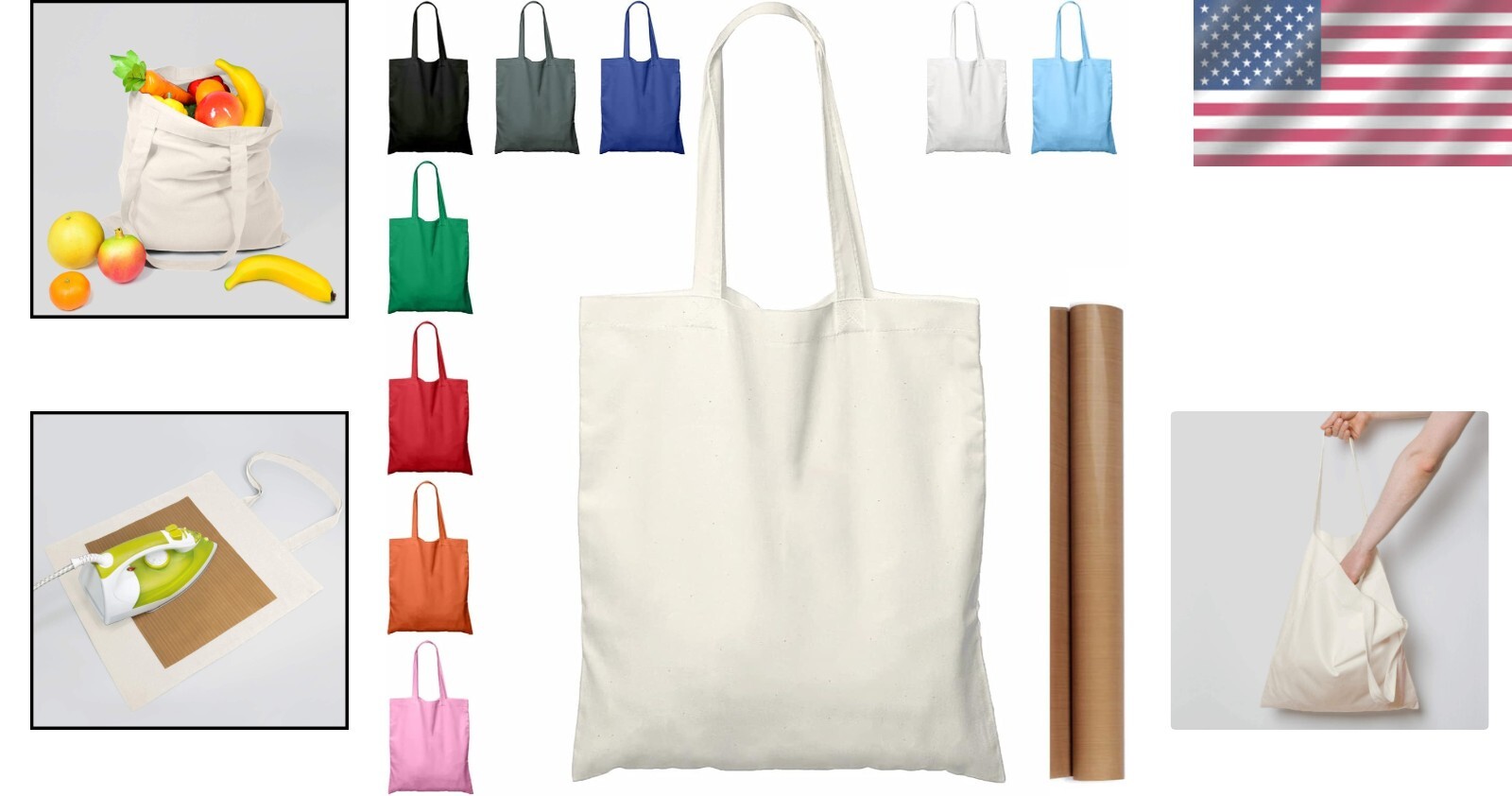 Versatile 15”x16” Cotton Tote Bags with Teflon Sheet – Bulk Eco-Friendly Packs