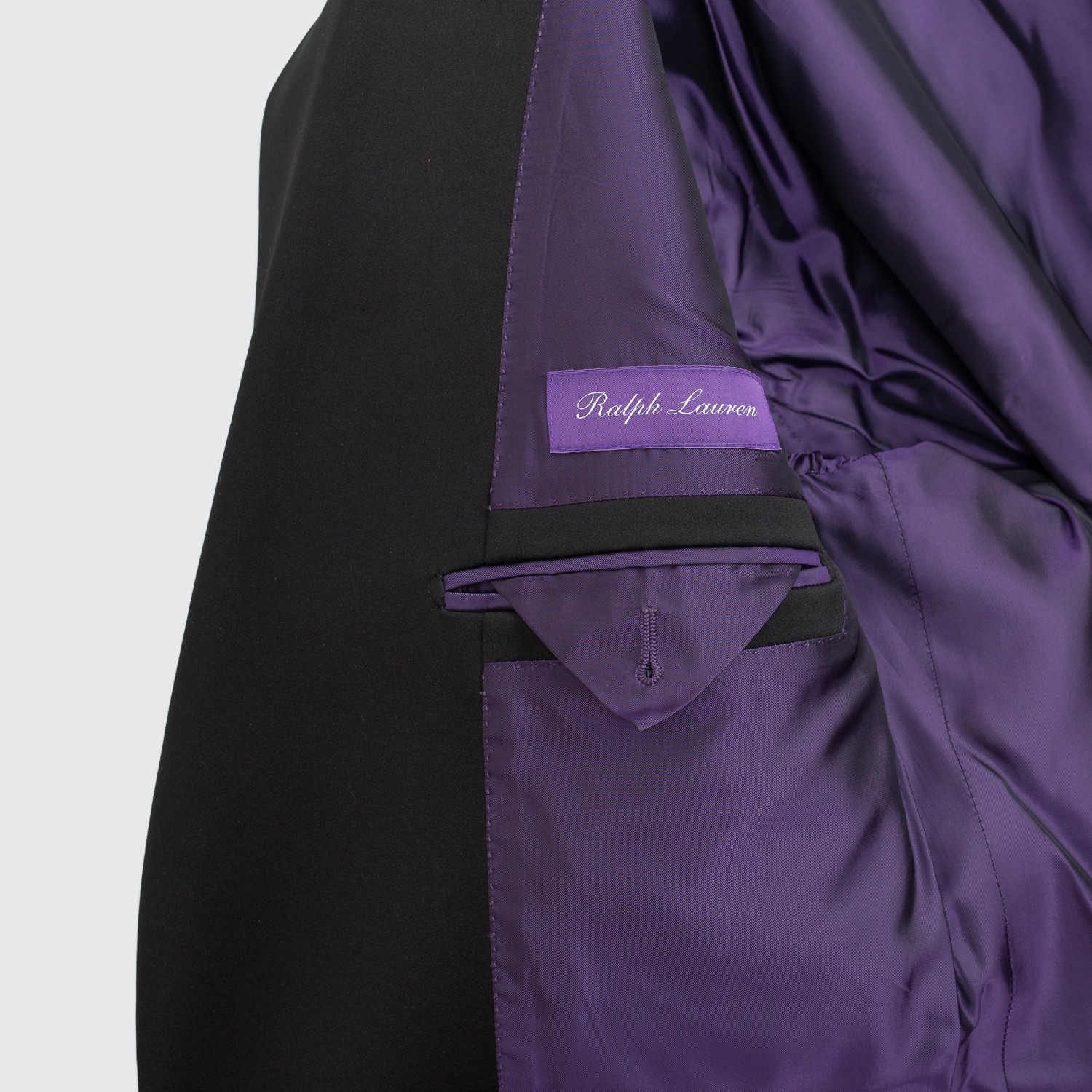 Ralph Lauren Purple Label Silk Dinner Jacket Black Tonal Jacquard Peak Lapel