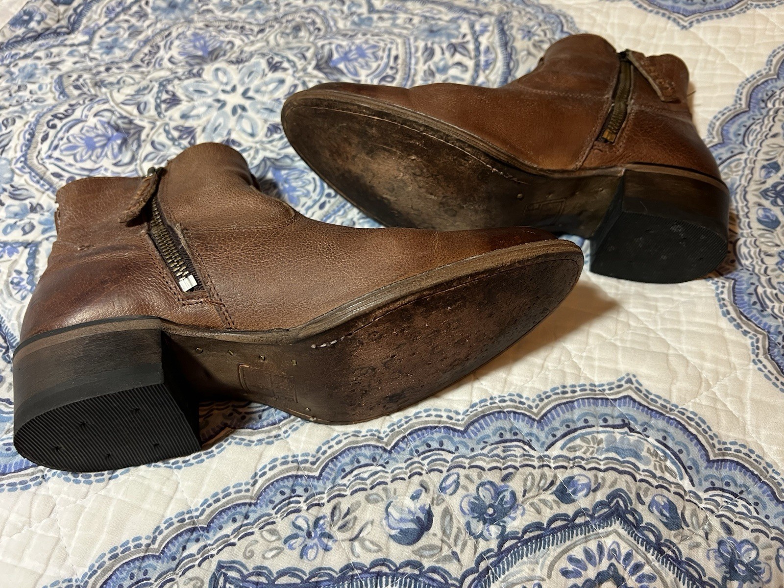 Frye Women’s Brown Leather Ankle High Boots Size 6.5, Made In Mexico