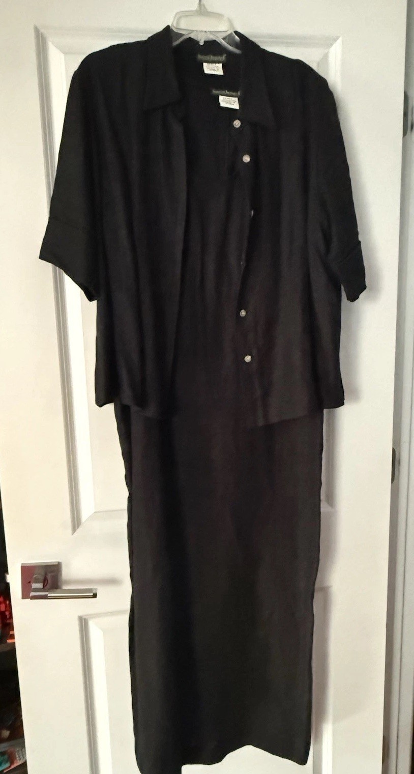 Harvé Benard Vintage 2 pc Outfit Set Dress And Cardigan Sz XL 16 Black