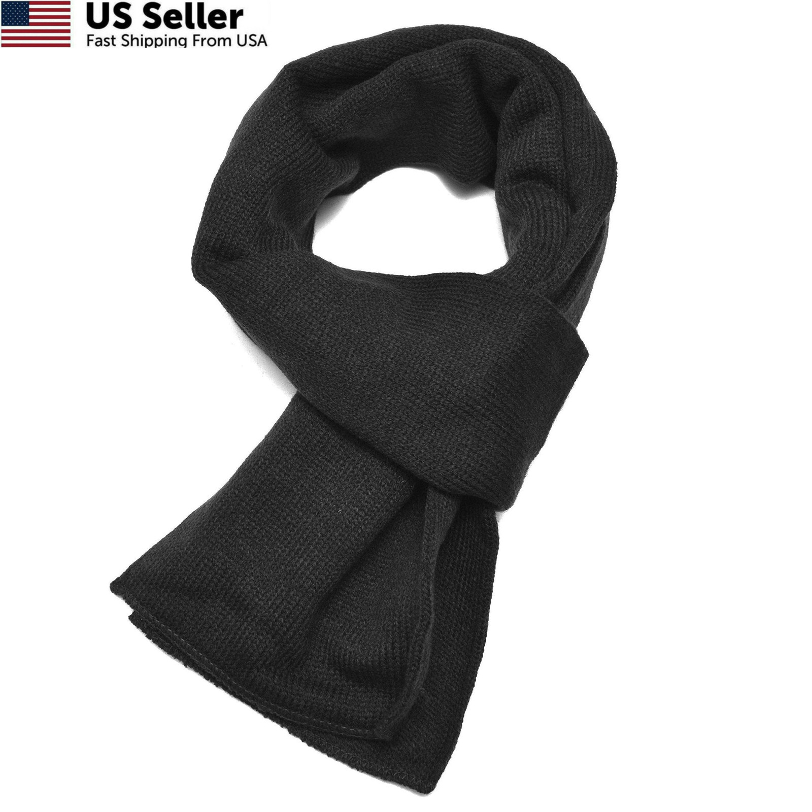 Gelante Men Classic Knit Winter Scarf Warm Double One Size, Black