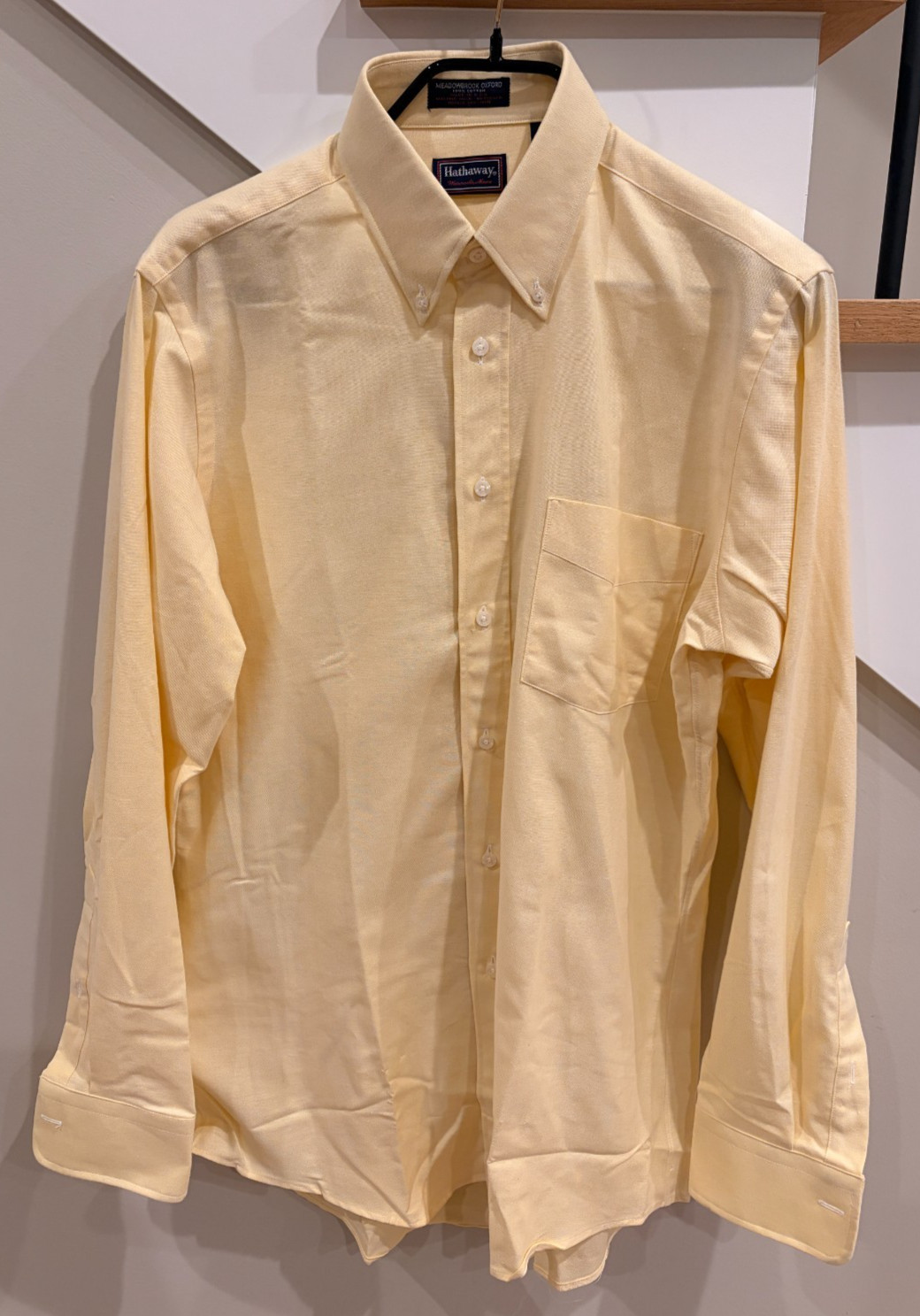 Vintage Hathaway Meadowbrook Oxford Shirt 15 34 Yellow Button Down USA VTG