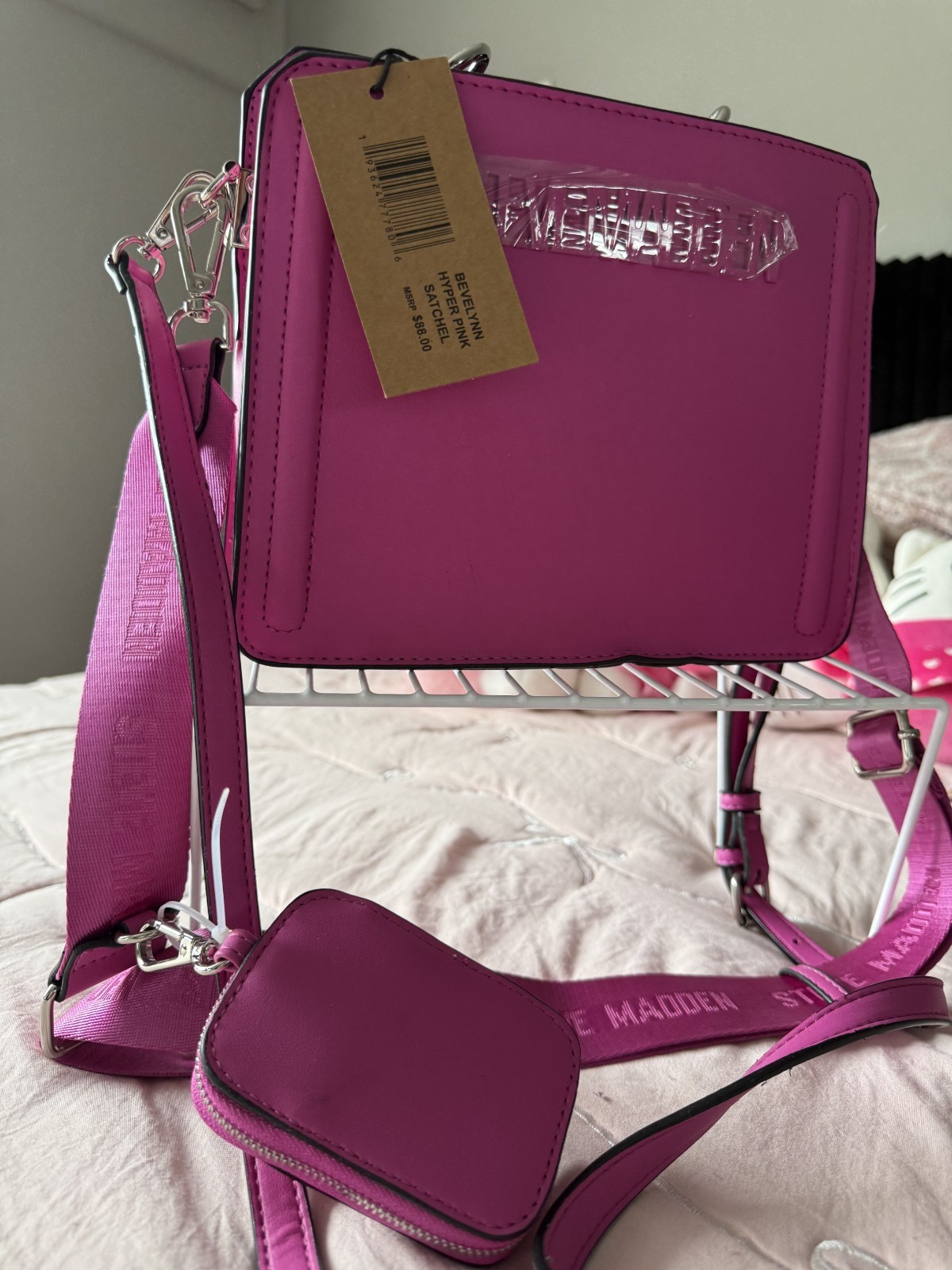 Steve Madden Tote Satchel Purse Bag ” Hyper Pink” BRAND NEW