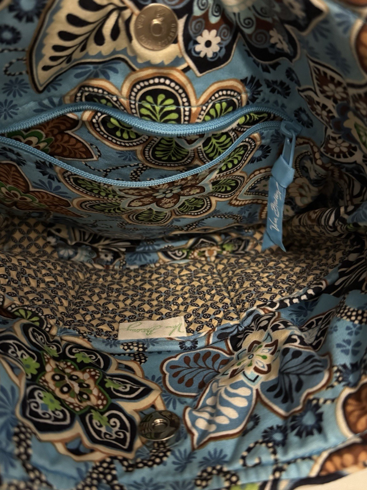 Vera Bradley Quilted Shoulder Bag In A Blue Floral Paisley Retired Pattern EUC M