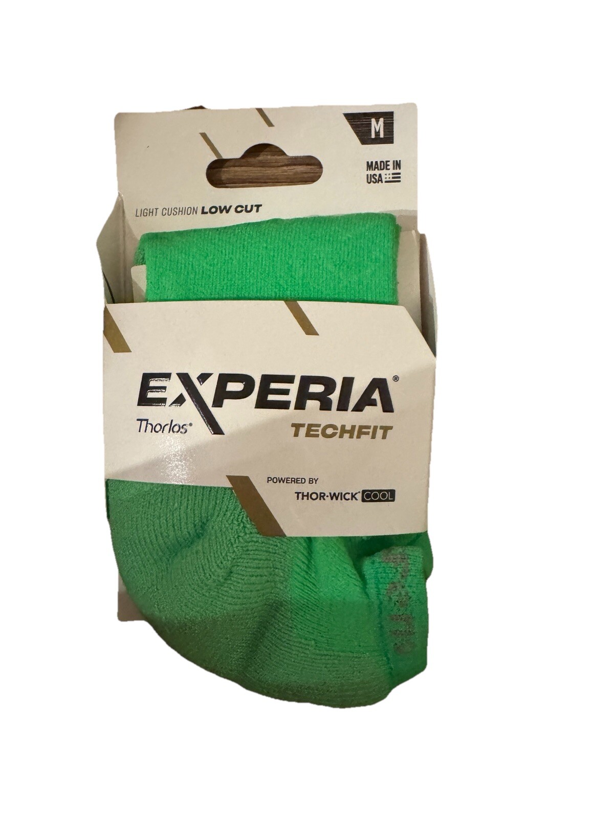 NWT Thorlos EXPERIA TECHFIT Light Cushion LOW CUT Electric Green USA Size M