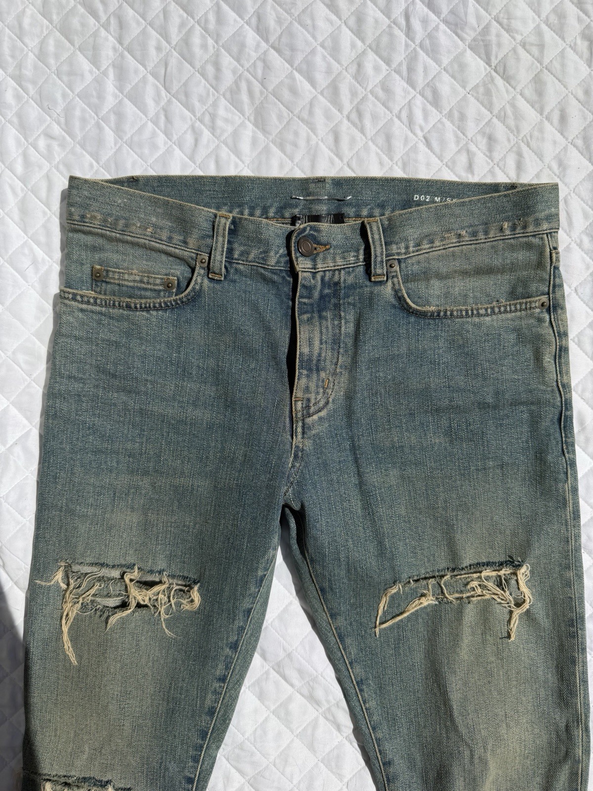 SAINT LAURENT Paris D02 Mens 2014 Hedi Slimane Crash Denim Skinny Jeans 31×34