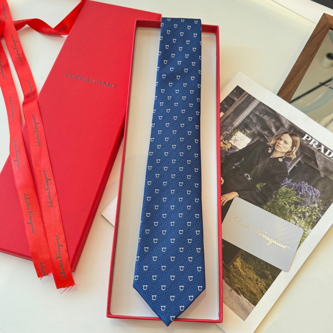 NWT Ferragamo Silk Tie Luxury Business Formal Necktie