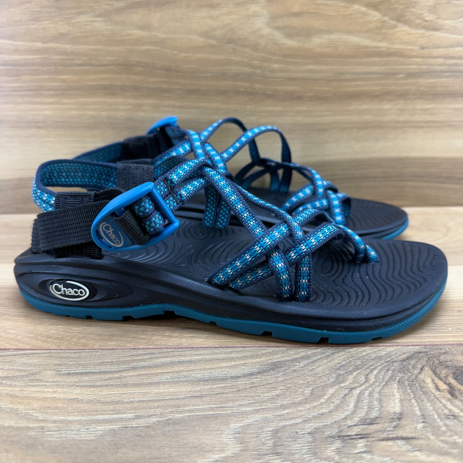 Chaco ZX2 Eco Tred Sandals Womens 7 Blue White Adjustable Outdoor Sport Trail