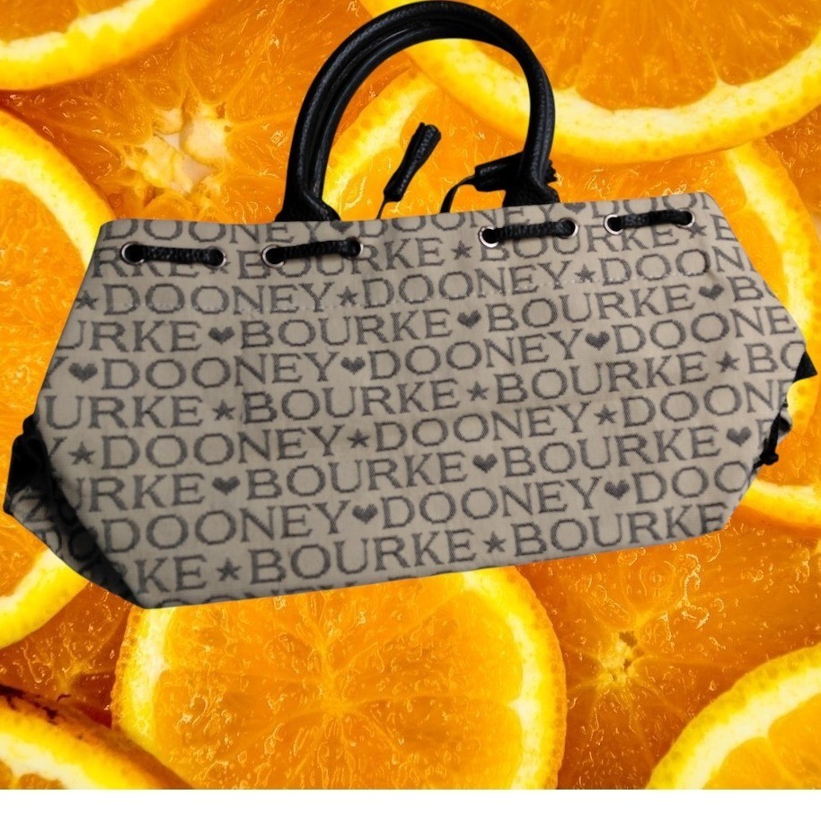 Dooney & Bourke Logo Jacquard Canvas Tote Bag Beige Black Heart Star Print