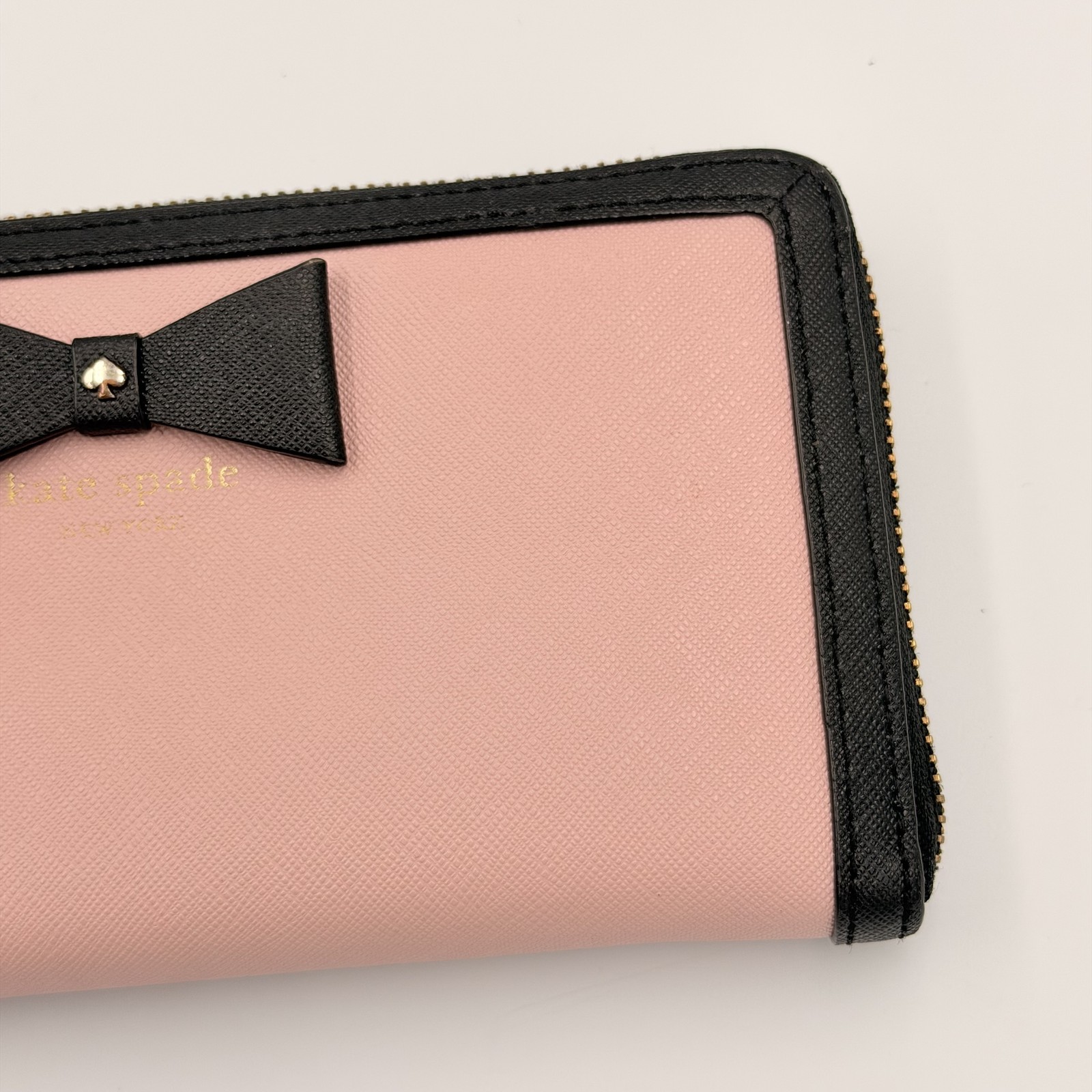 Kate Spade Long Wallet Leather Black Pink Bifold Purse Vietnam Women Authentic