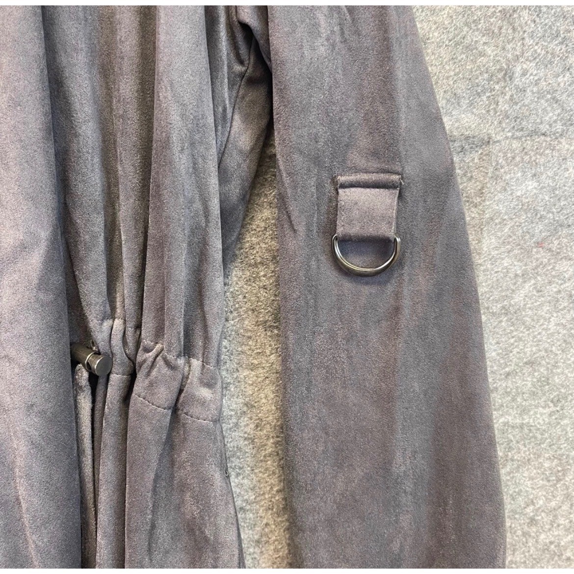 KUT FROM THE KLOTH Dianne Jacket Women Large Gray Faux Suede Drape Front Cinch