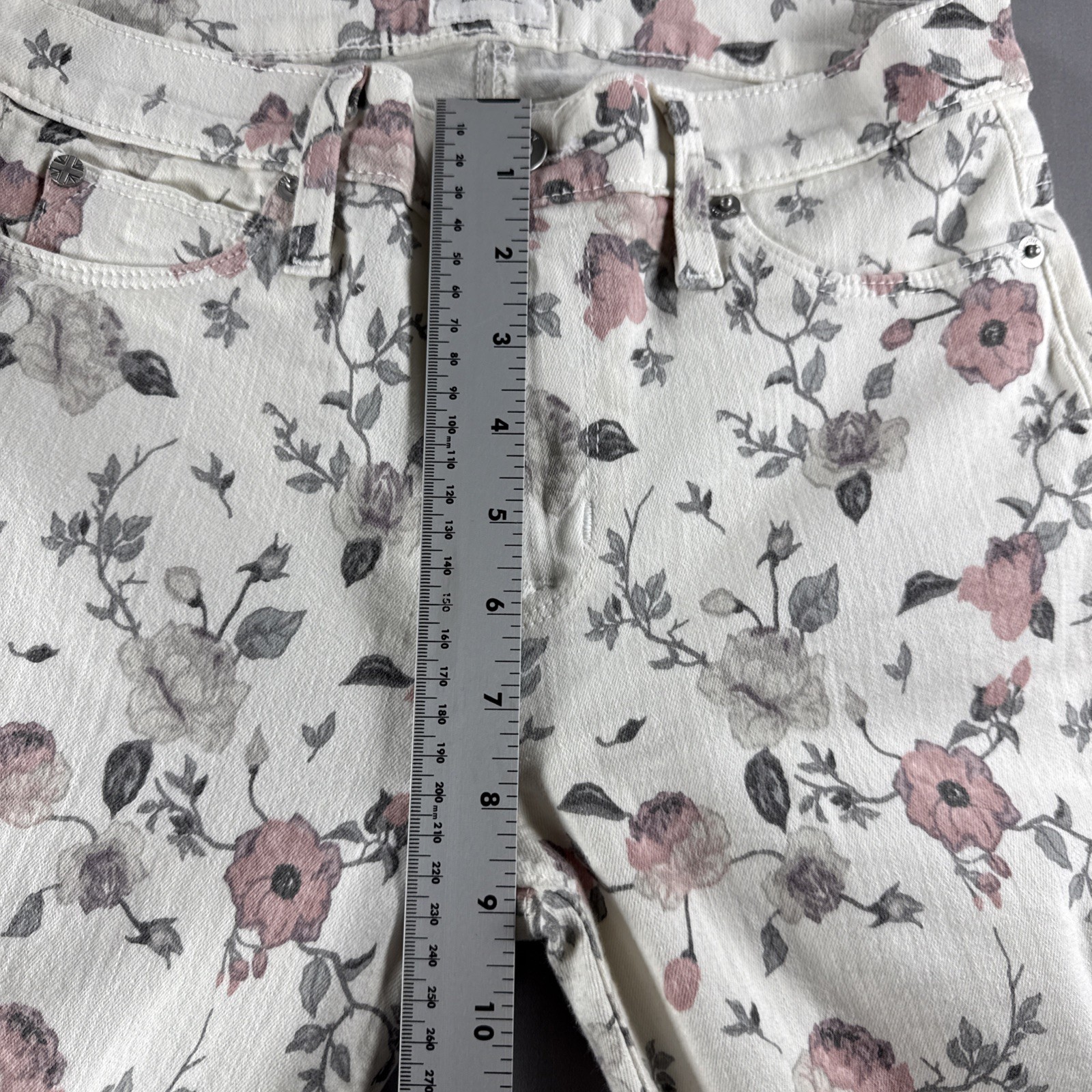 HUDSON Nico MidRise Super Skinny Jeans Suay Pink Floral Print Ankle Size 26