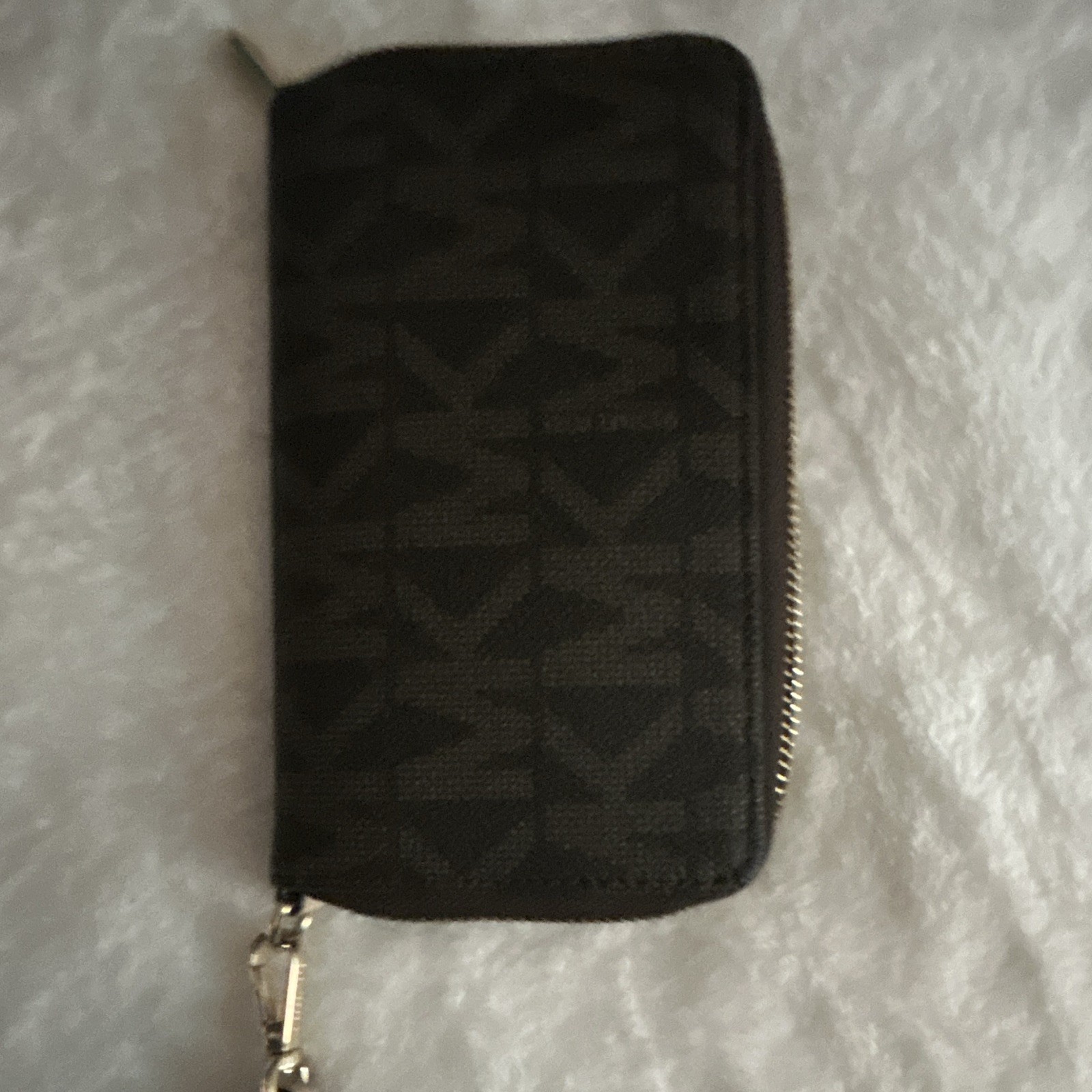 Michael Kors Black Zip-Around Logo Wallet Credit Card Folding Zipper