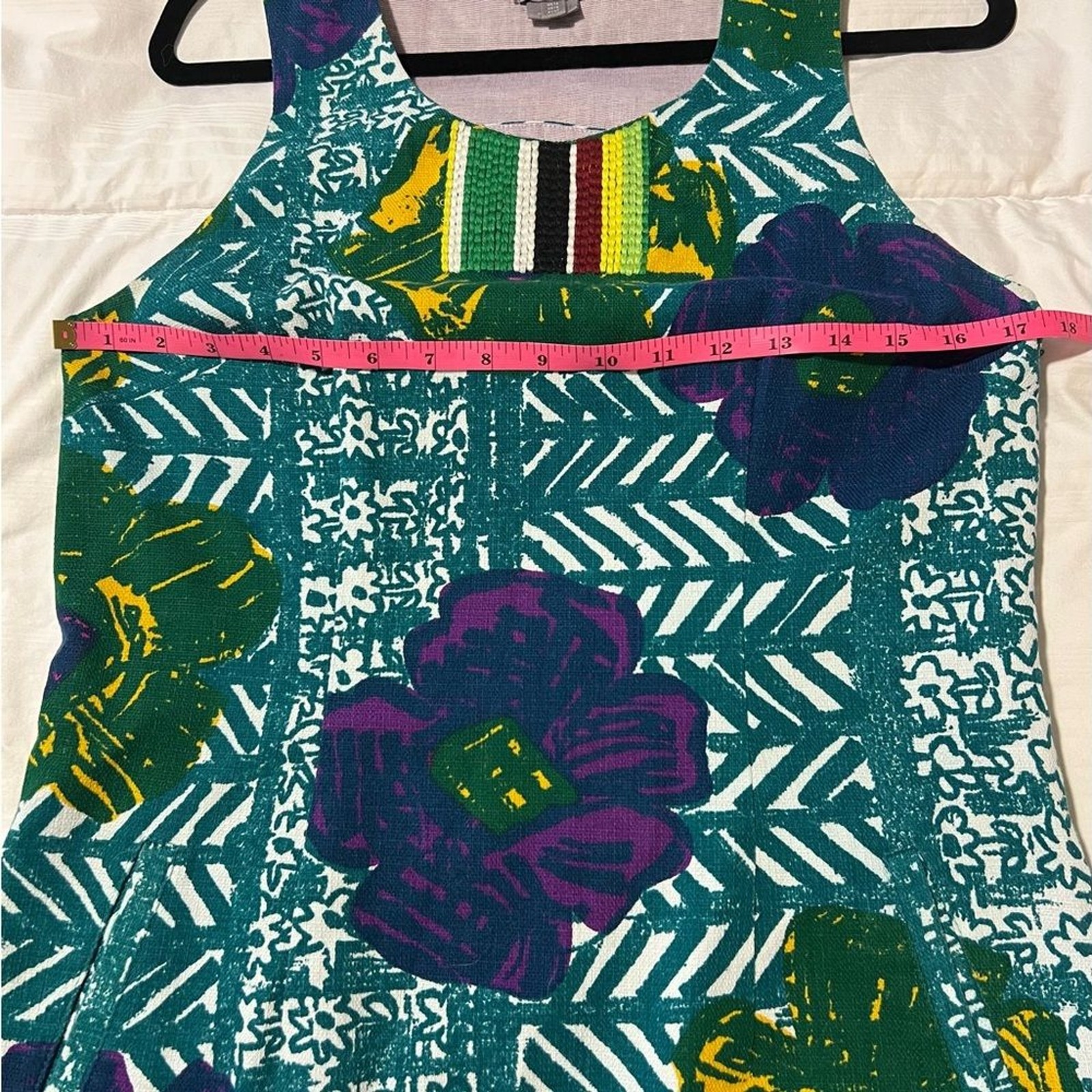 Anthropologie Vanessa Virginia Teal Blue Green Floral Embroidered Dress SZ 10