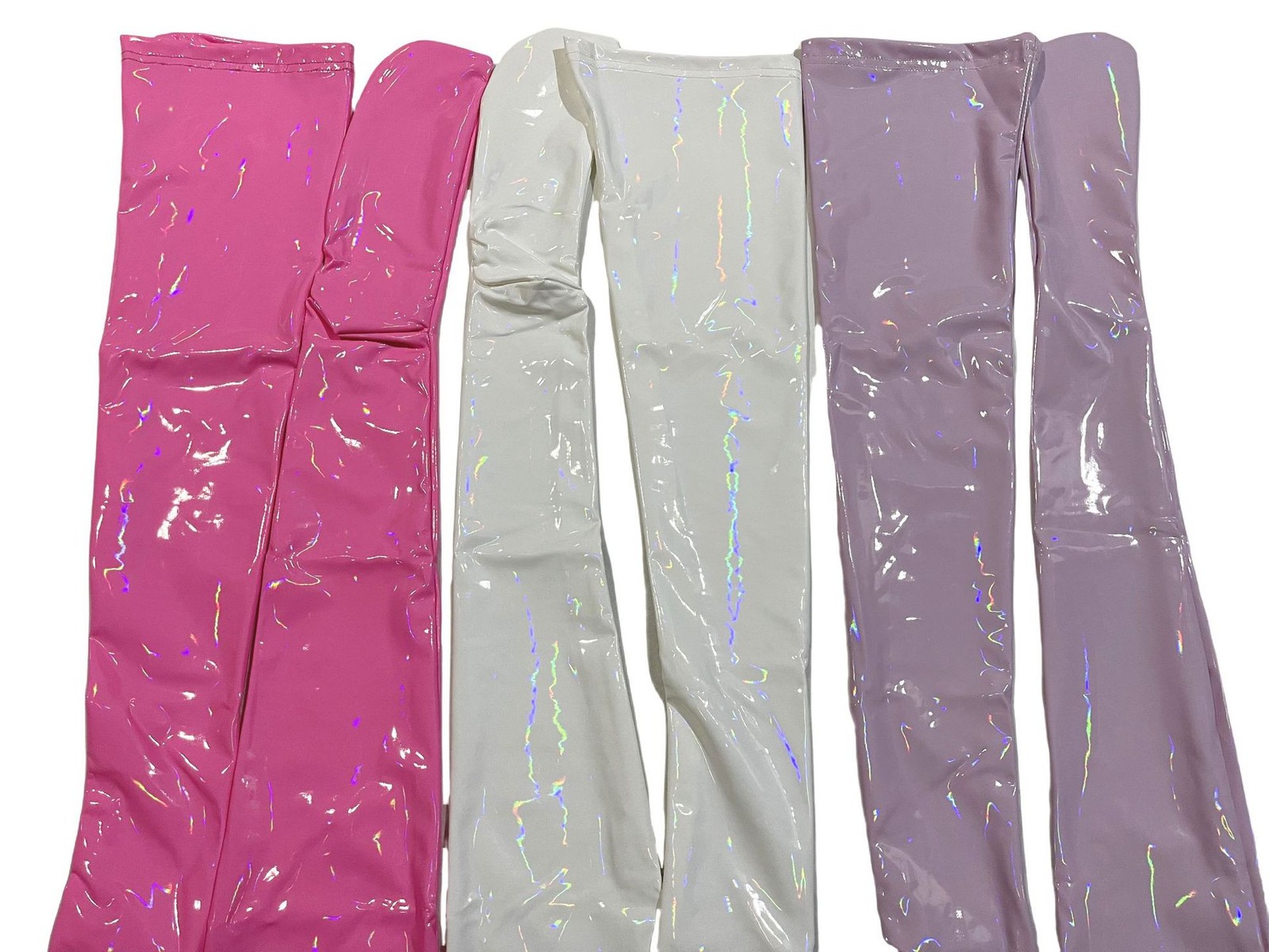 Women Wet Look Shiny PVC Leather Thigh High Stockings Nightclub Latex Long Socks