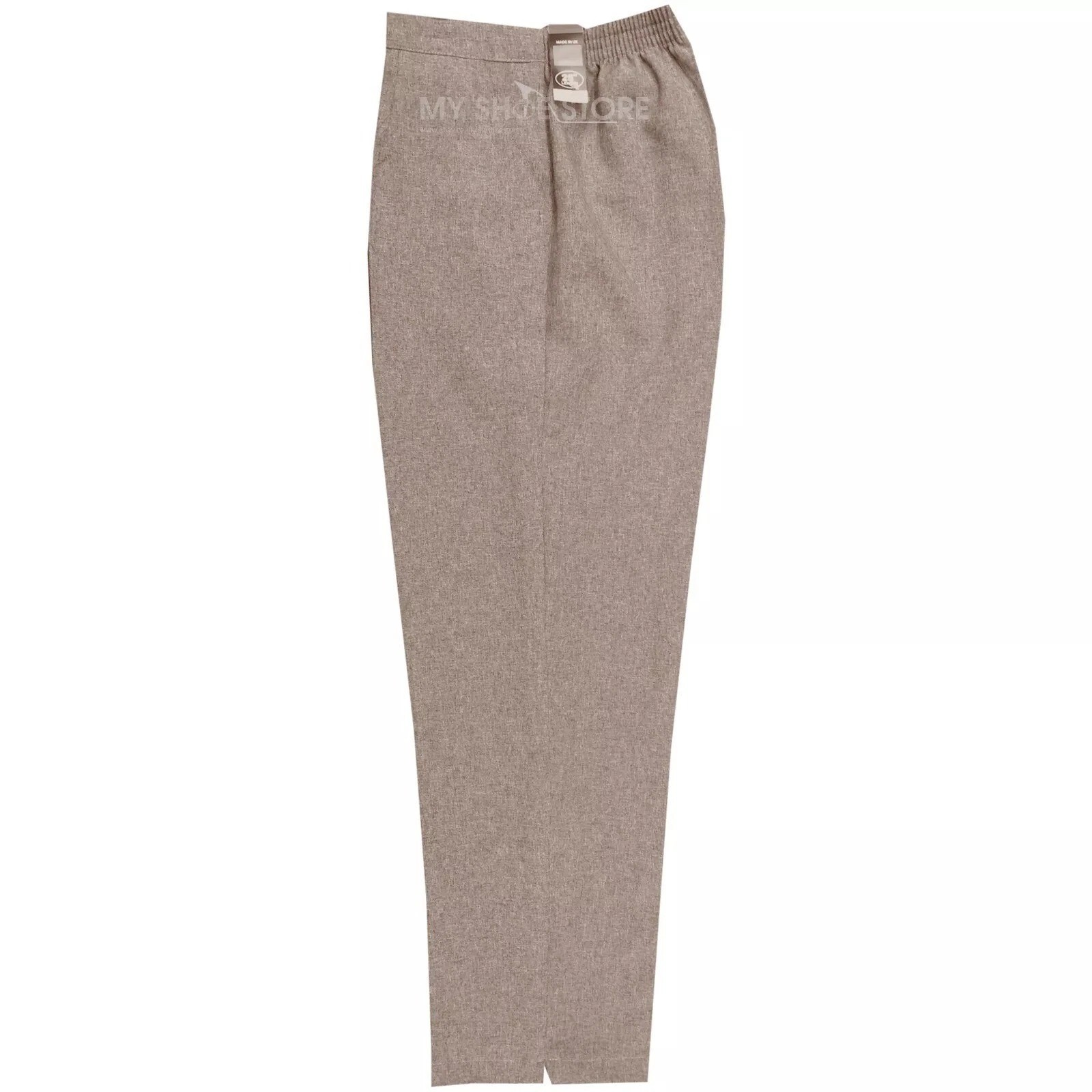 WOMENS TROUSERS LADIES HALF ELASTICATED STRETCH WAIST WORK OFFICE POCKETS PANTS