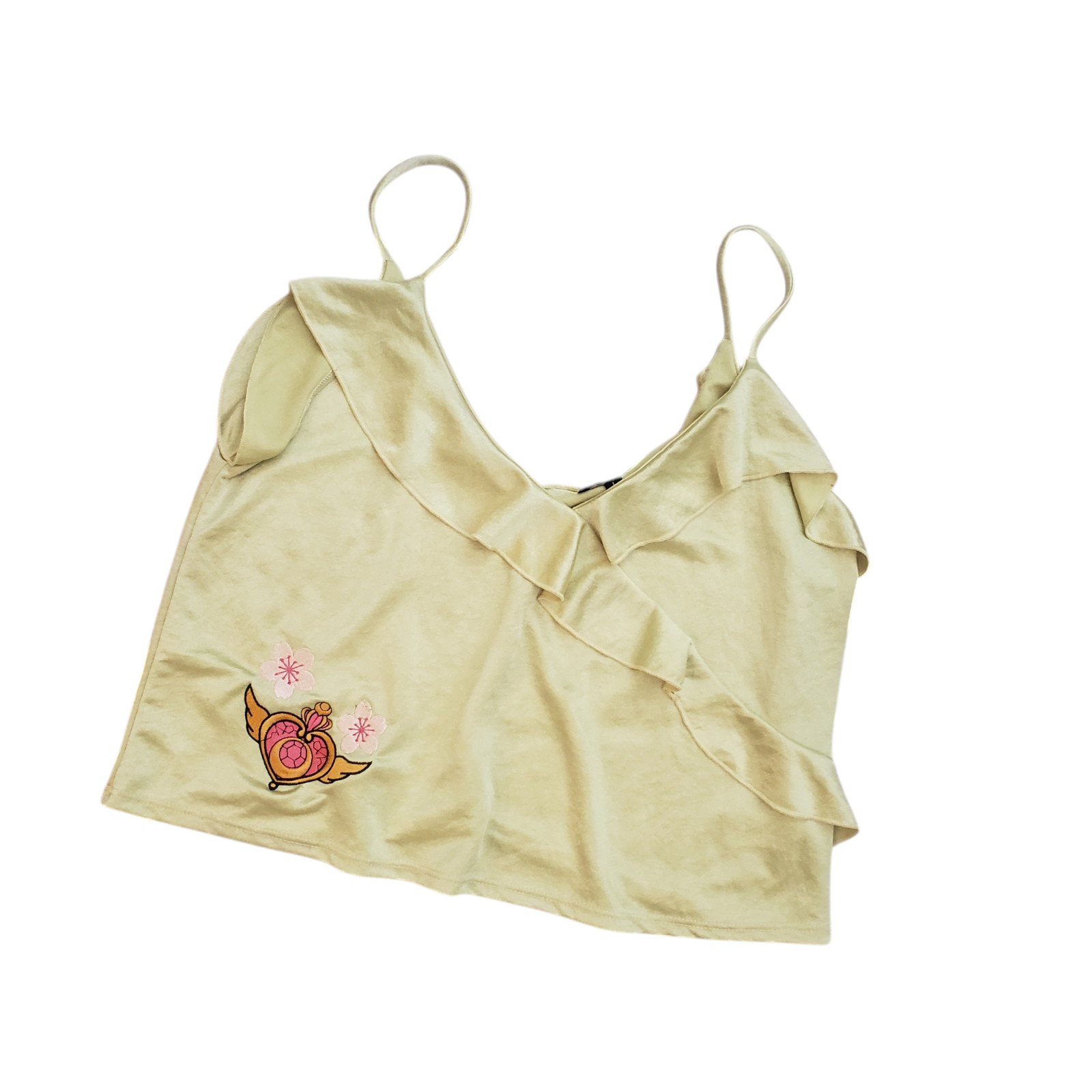 Sailor Moon Compact Cherry Blossom Ruffle Tank Top Yellow Size L