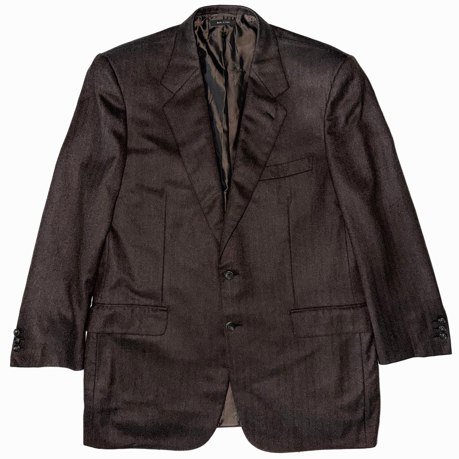Bespoke $6895 BRIONI Pure Cashmere Traiano Brown Herringbone Jacket Blazer 44
