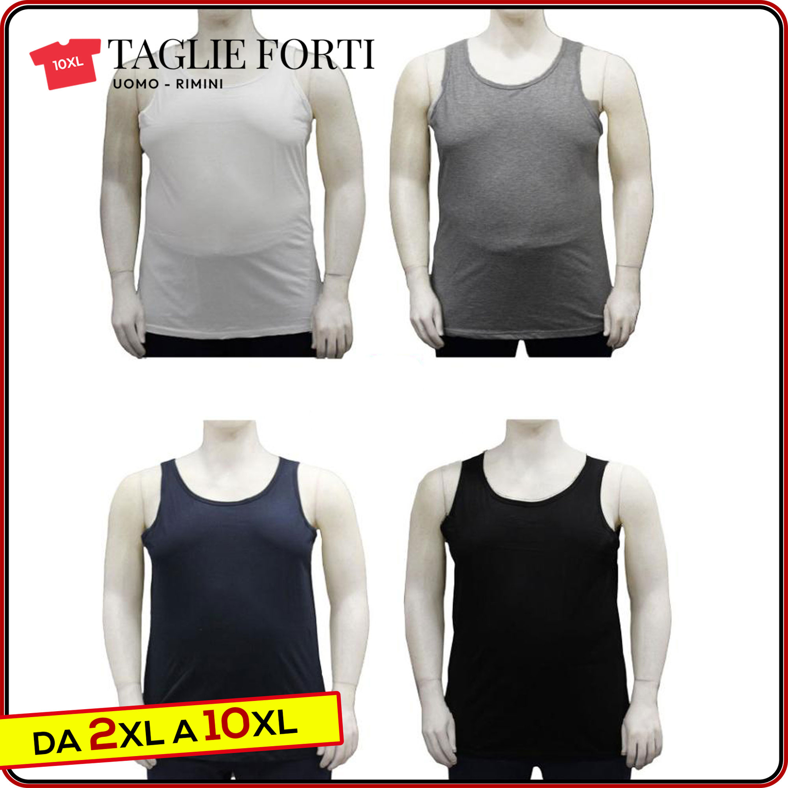 men’s underwear PLUS SIZES tank top wide shoulder knit cotton from 2XL to 10XL