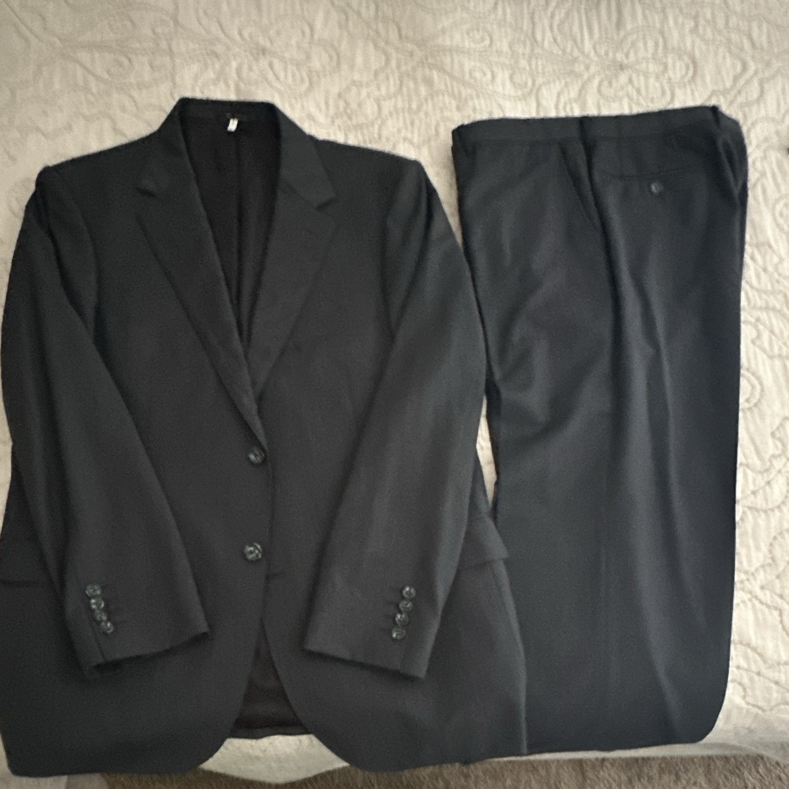 Mattarazi Uomo Black Worsted Wool 2-Piece Men’s Suit 54R Chest 43 Waist 43