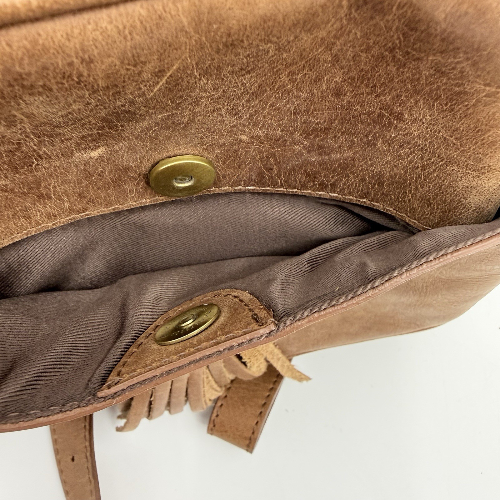 Bolo Brown Genuine Leather Mini Backpack Purse Tassel Front Pocket YKK Zip Boho