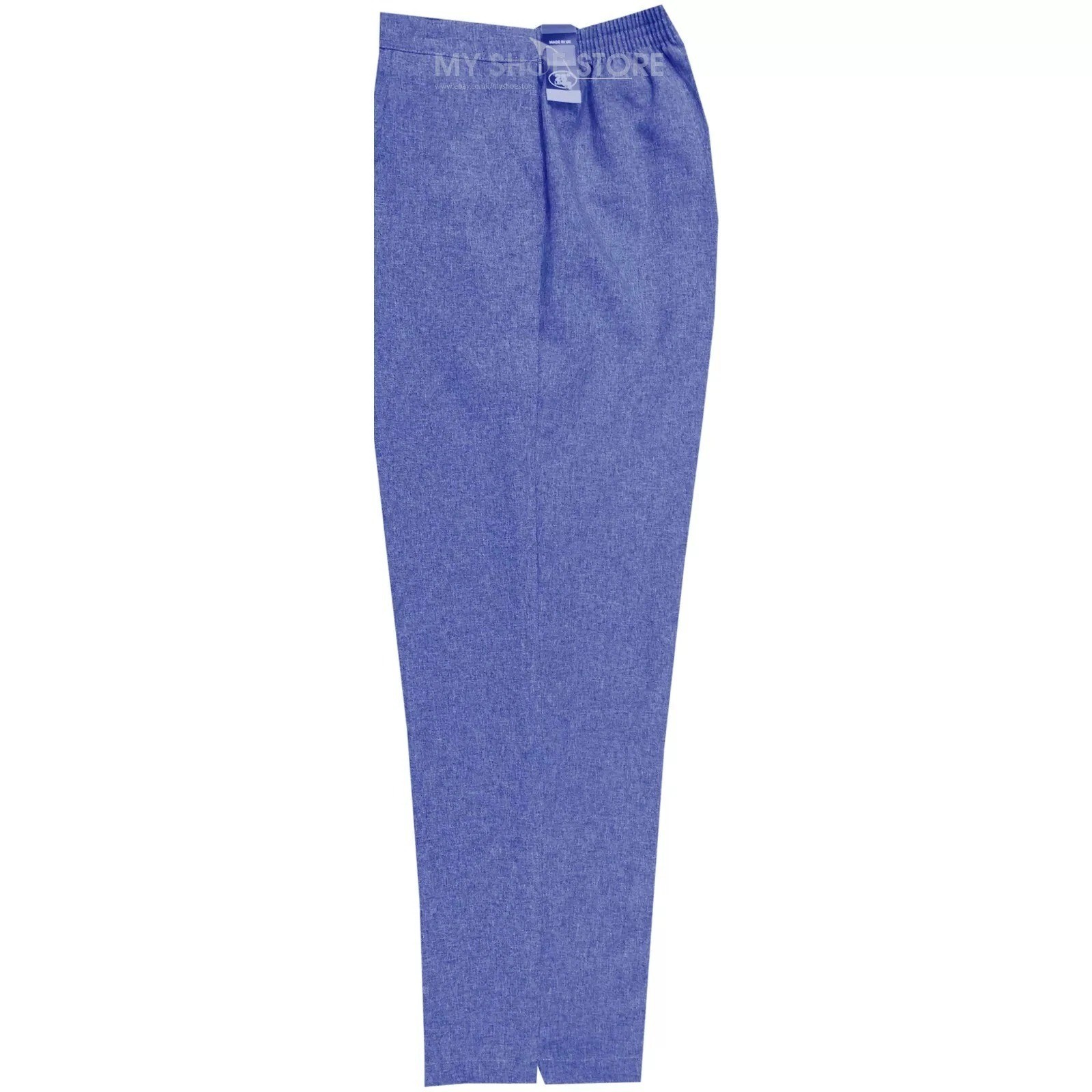 WOMENS TROUSERS LADIES HALF ELASTICATED STRETCH WAIST WORK OFFICE POCKETS PANTS