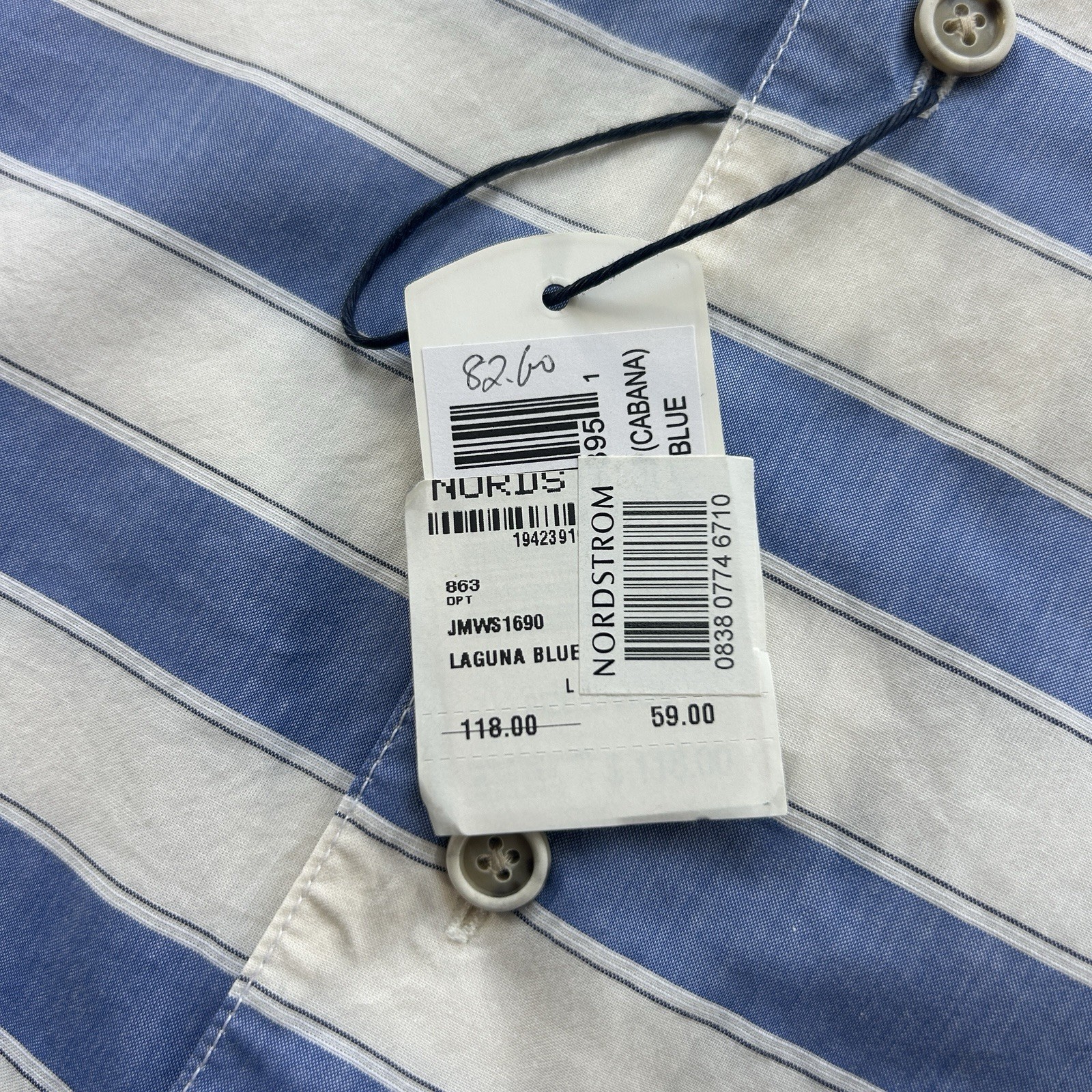 NWT Johnnie-O Size Large Laguna Blue Cabana Hangin’ Out Short Sleeve Camp Shirt