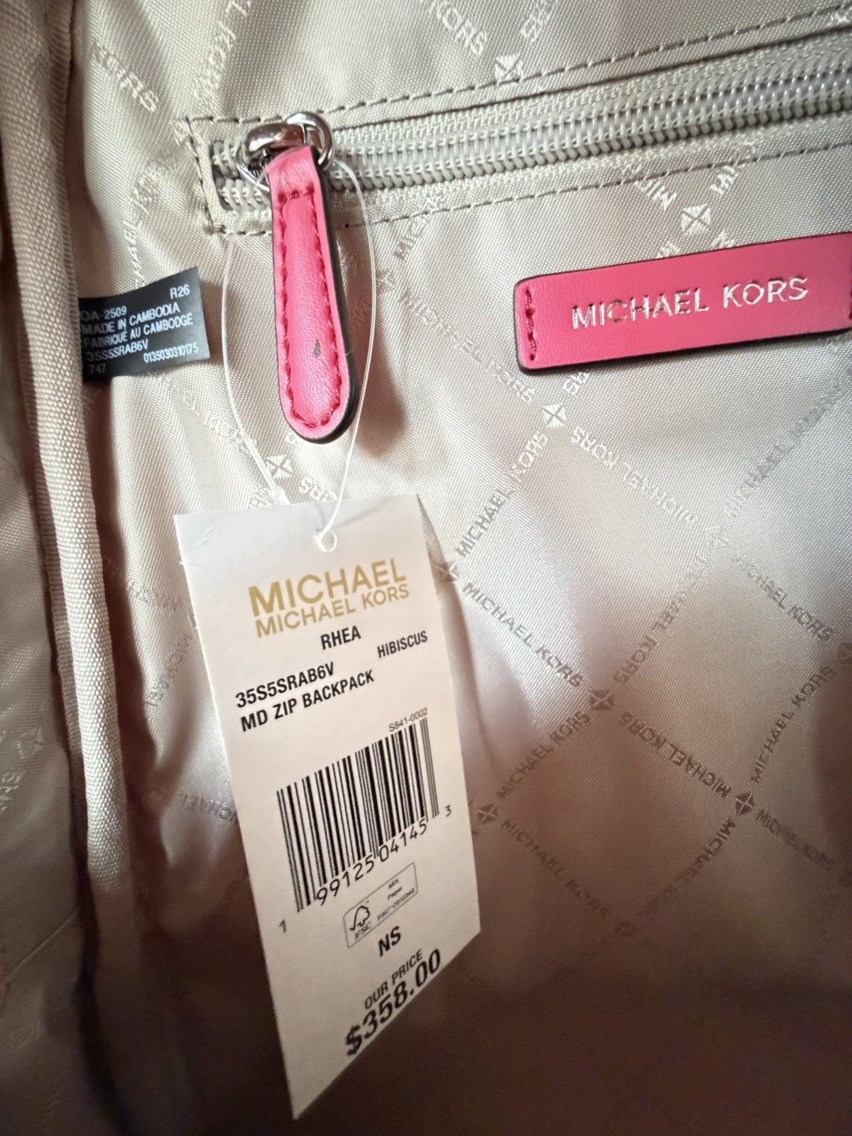 Michael Kors Rhea Medium Zip Backpack MK Color-Block Hibiscus Multi