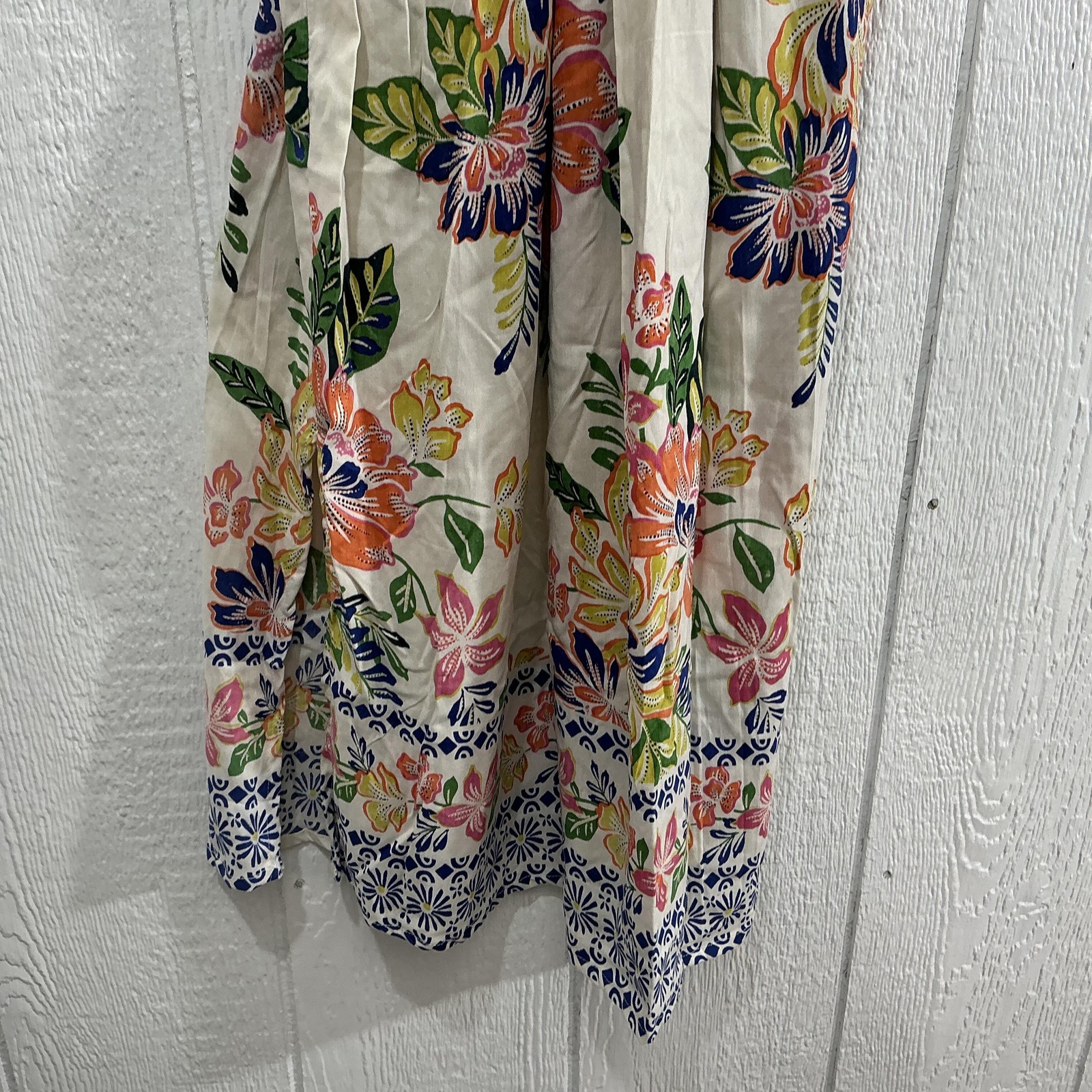 Angie Dress Womens Large Multicolor Floral Maxi Boho Rayon Sundress 48in Long