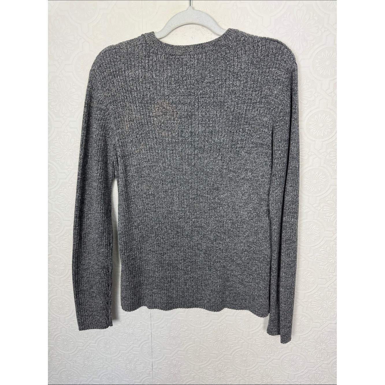 Y2K Calvin Klein Jeans Gray Ribbed Logo Sweater Size Medium